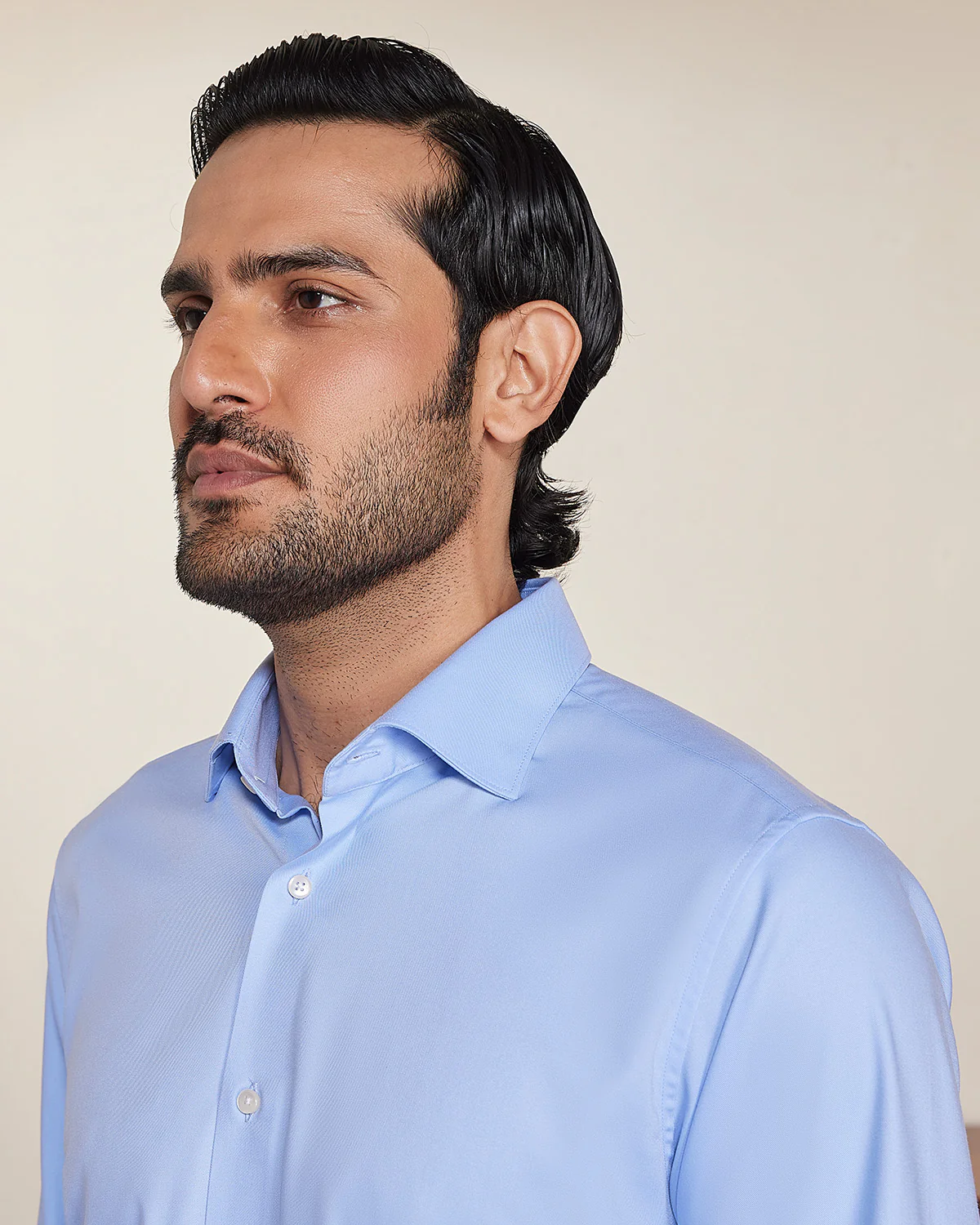 Blue Wrinkle-Free Stretch Twill Shirt - Image 3