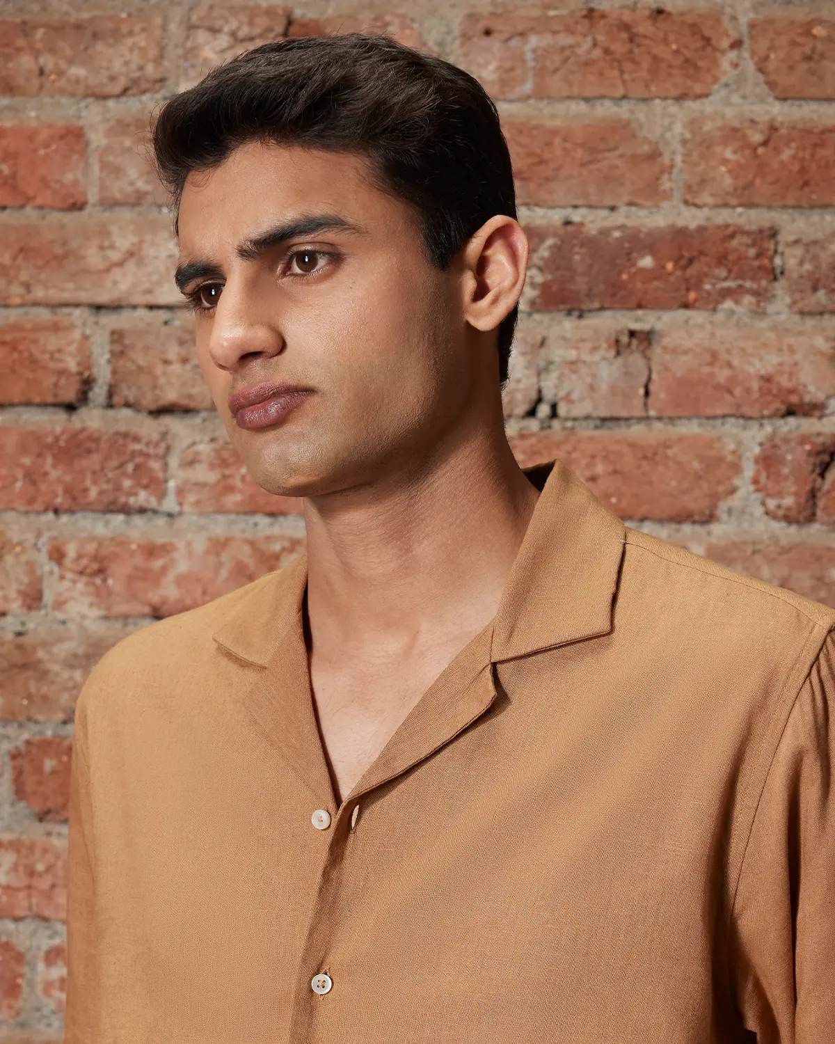Brown Cotton Linen Shirt - Image 2