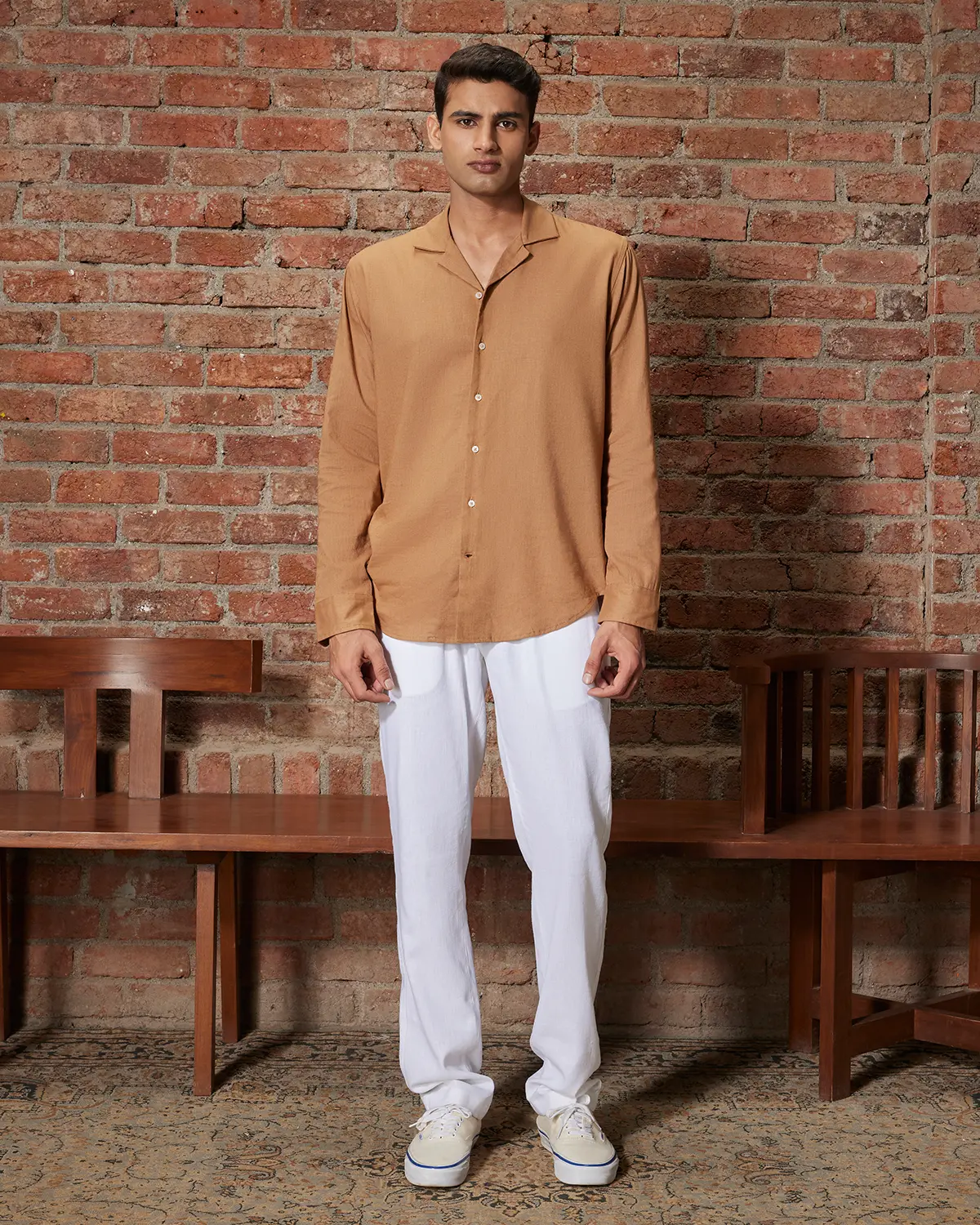 Brown Cotton Linen Shirt - Image 3