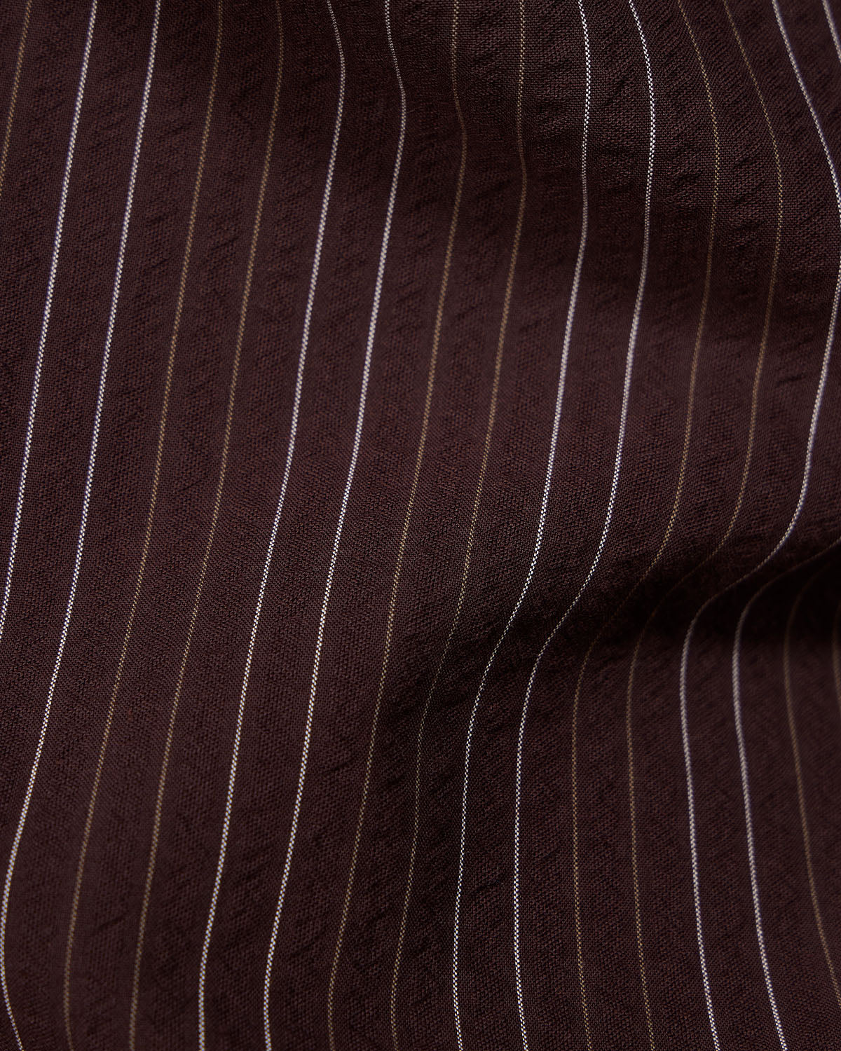 Brown Half-Sleeve Seersucker Striped Shirt - Image 5