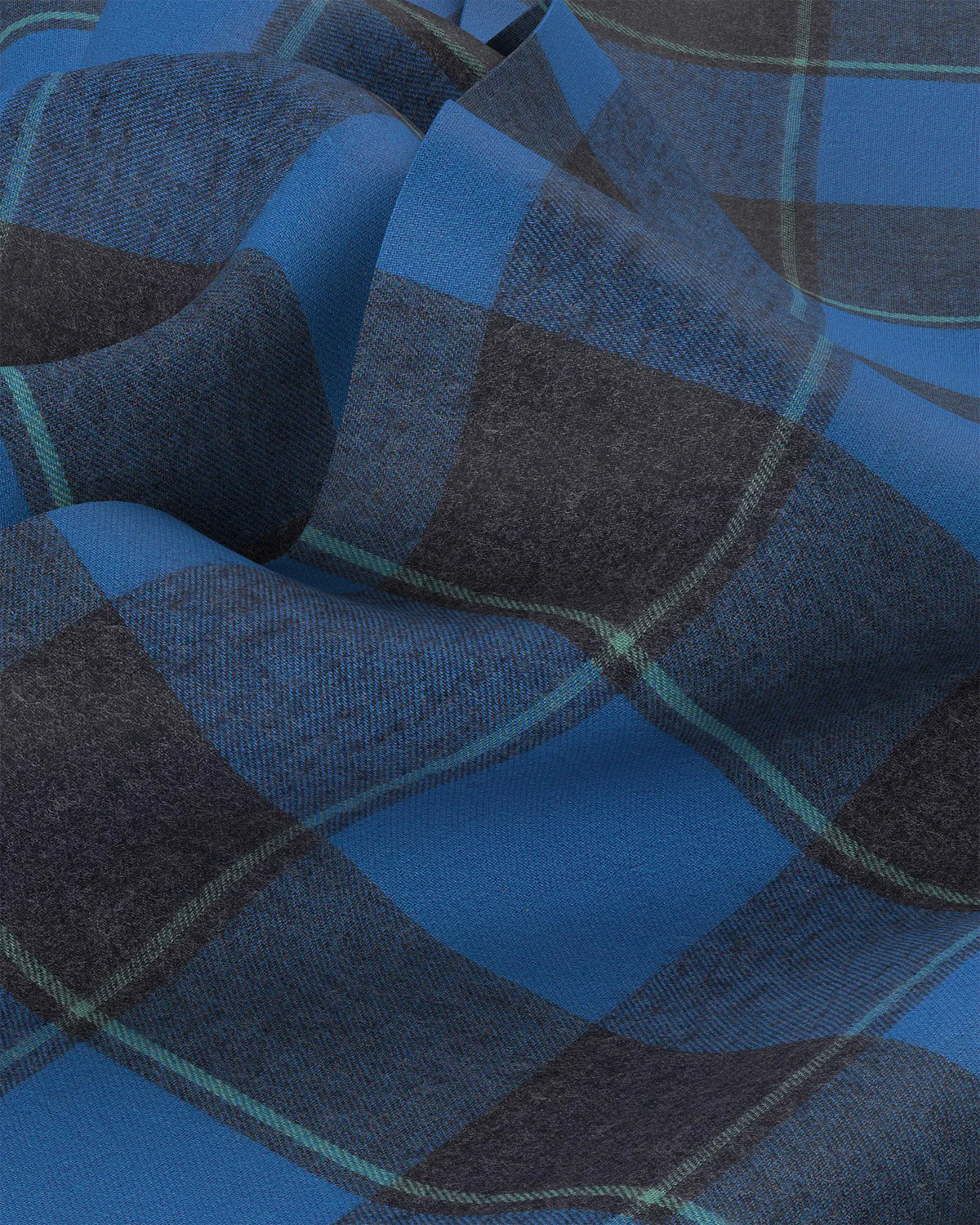 Brushed Twill Checked Shirt - Blue - Image 3