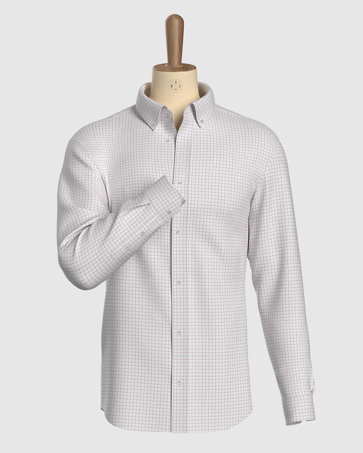 Capella Dobby Checked Shirt - Red & Grey - Image 2