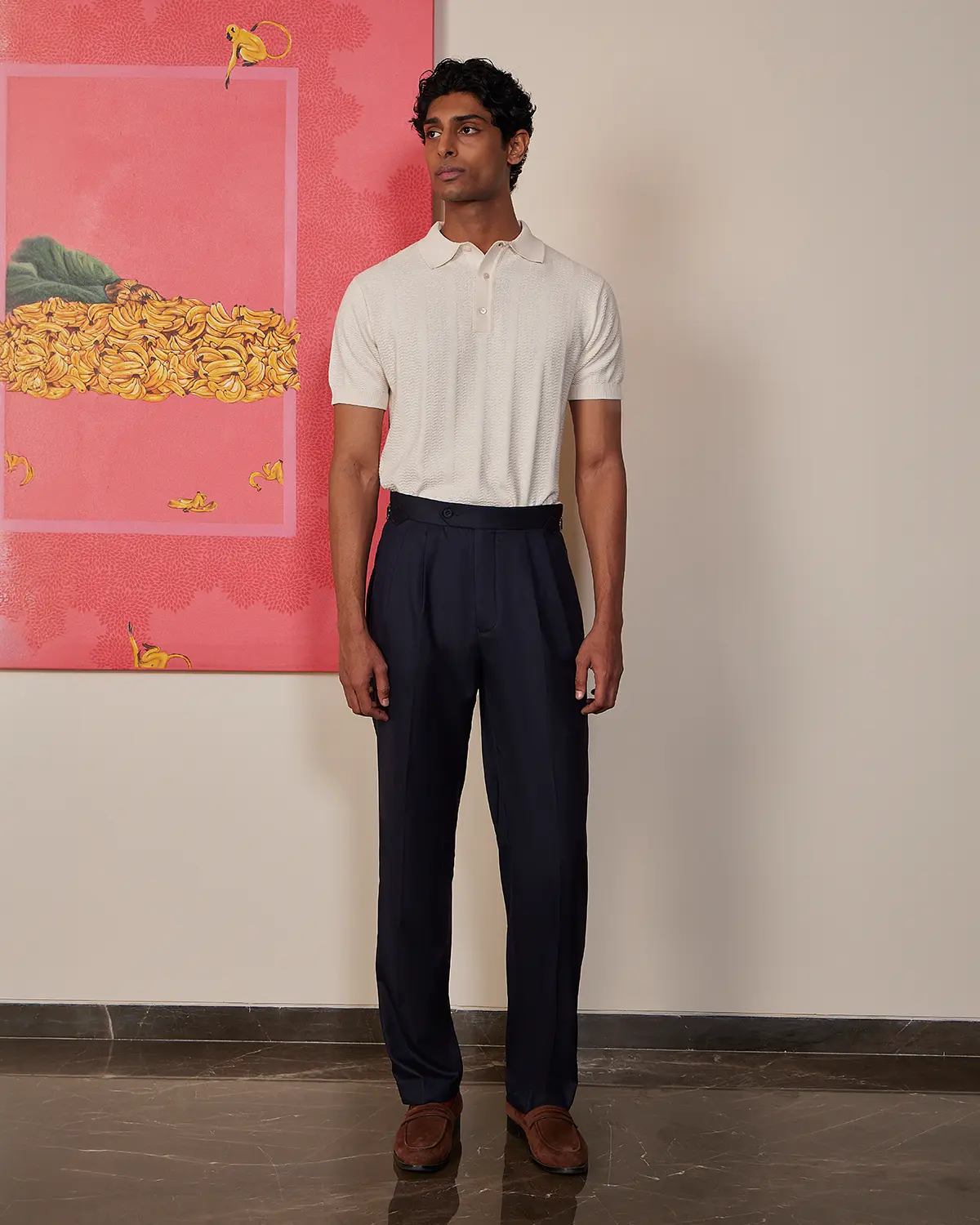 Cascade Relaxed Neapolitan Dress Pants – Navy - Image 3