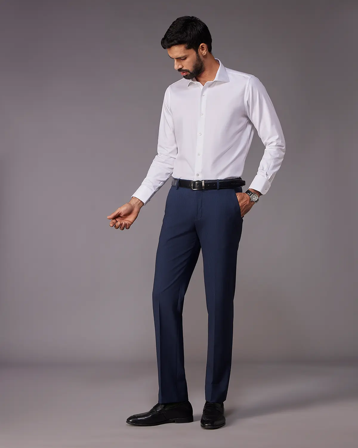 Cavaro Striped Dress Pants - Navy - Image 3