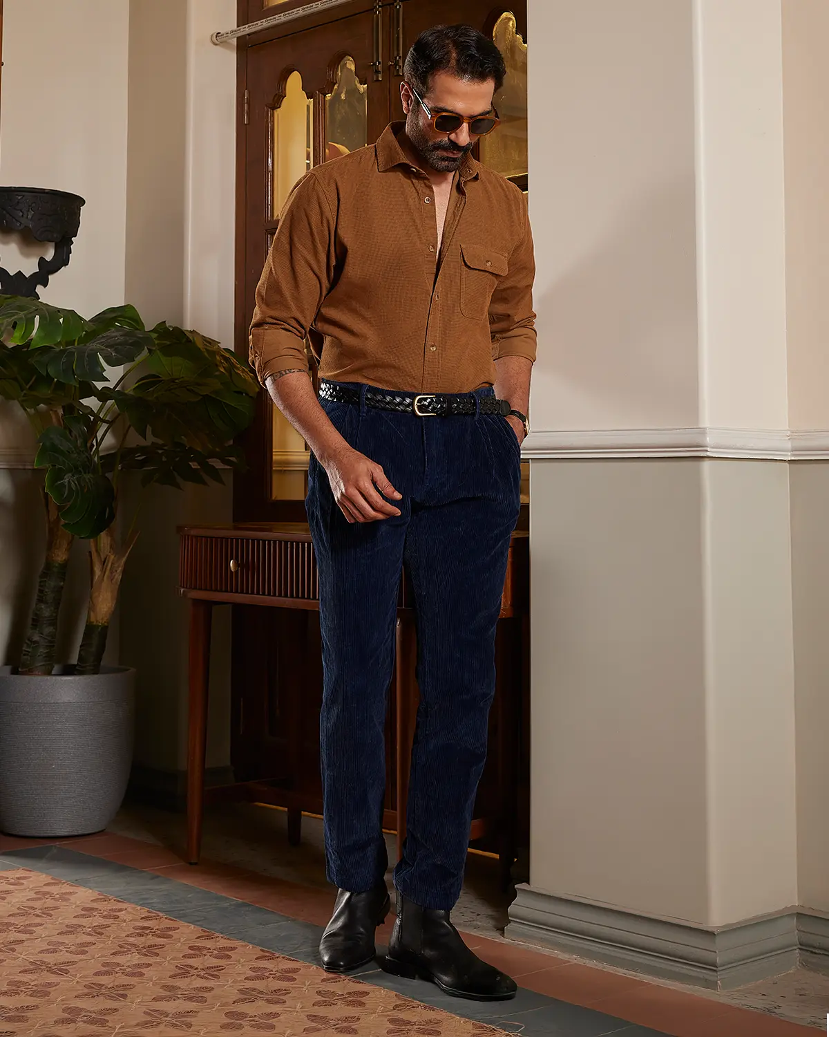 Coffee Brown Textured Dobby Shirt - Image 3