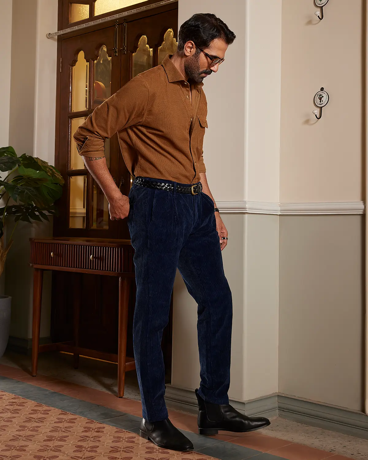 Coffee Brown Textured Dobby Shirt - Image 4