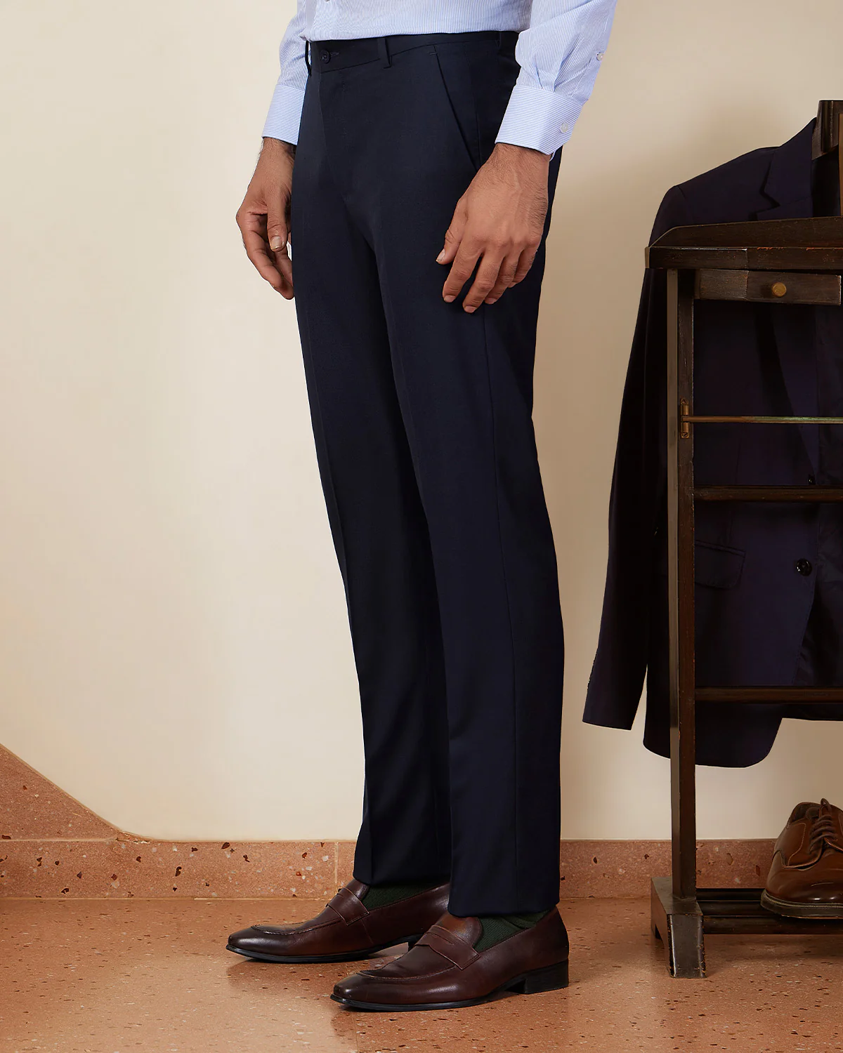 Concerto Herringbone Dress Pants - Navy - Image 5