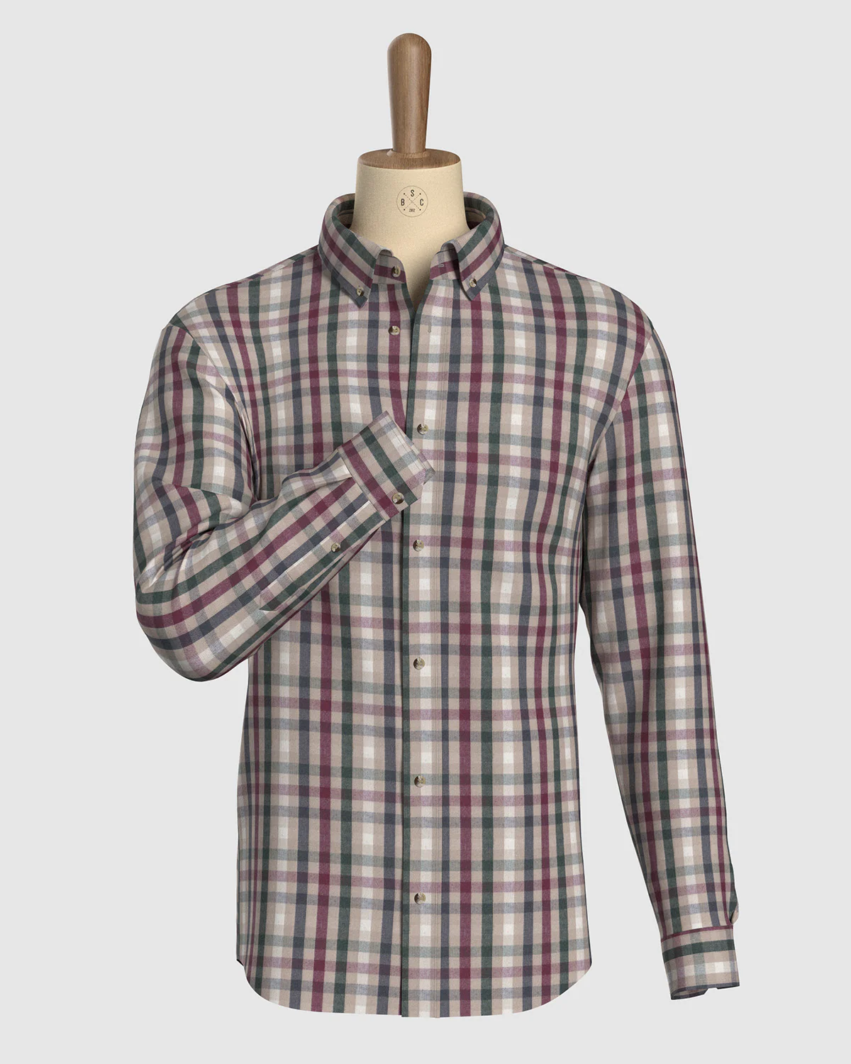 Corduroy Checked Shirt - Beige & Red - Image 2