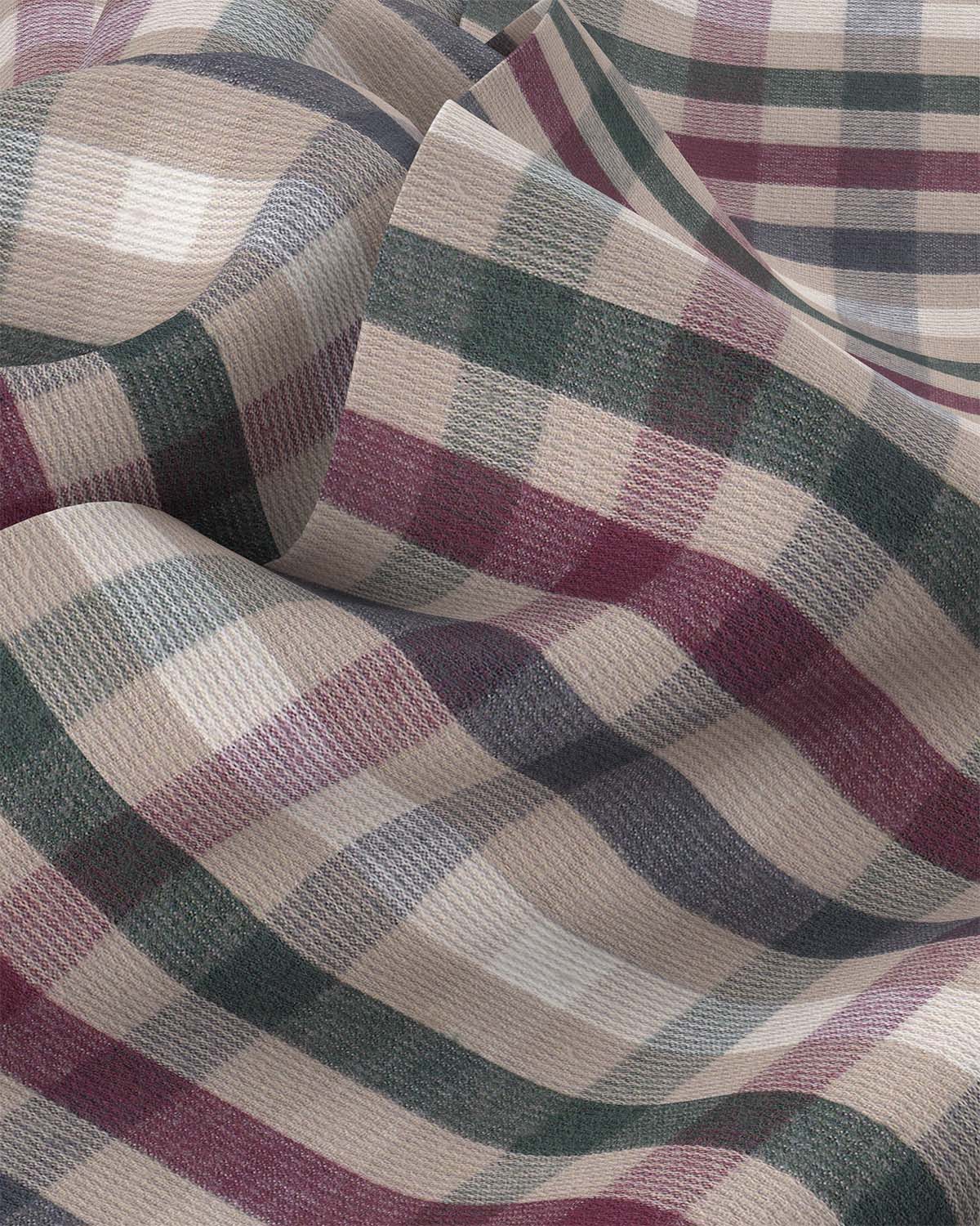 Corduroy Checked Shirt - Beige & Red - Image 3