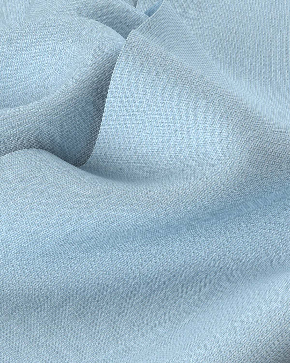 Cotton Blended Dobby Shirt - Light Blue - Image 3