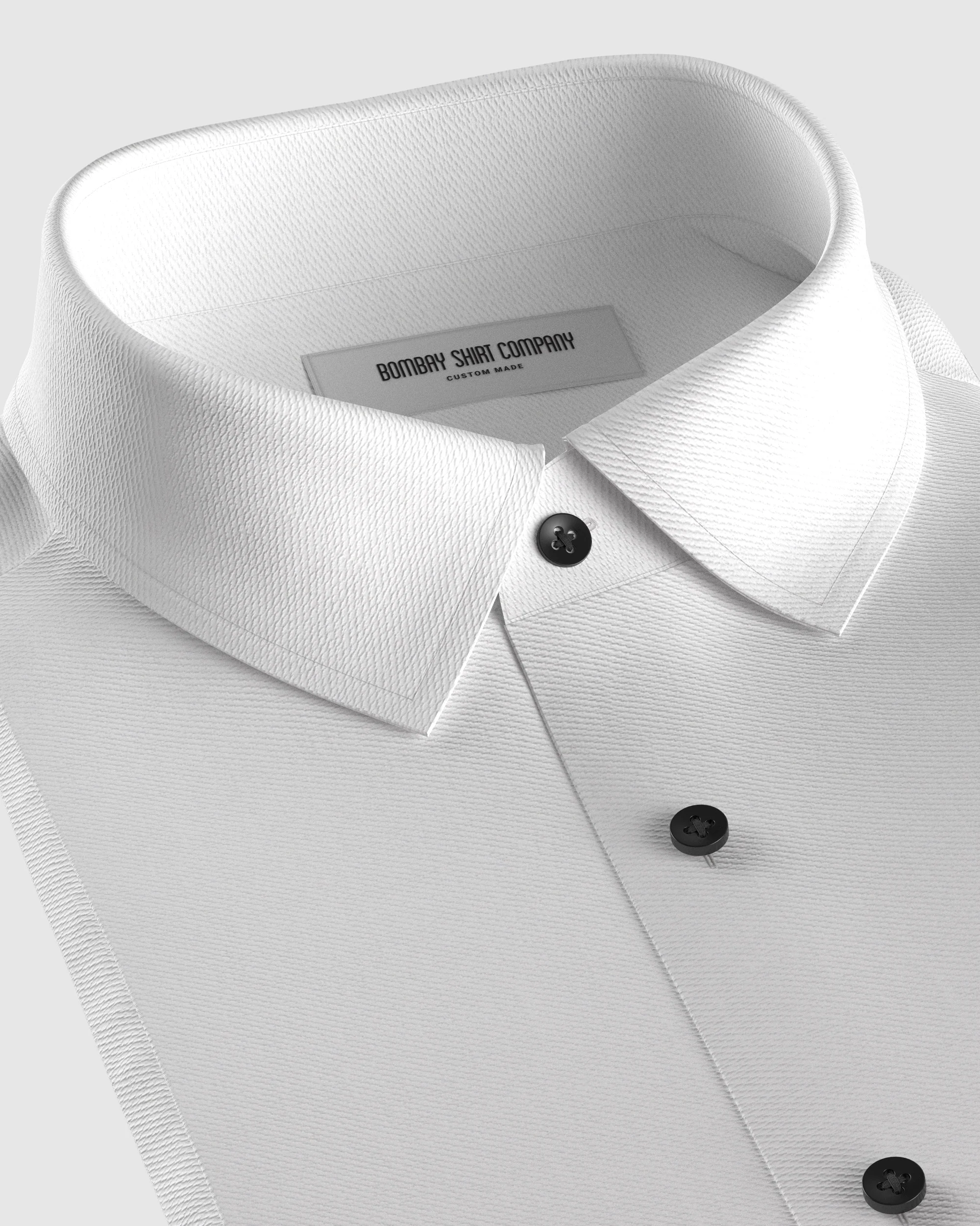 Cotton Micro Dobby Shirt - White