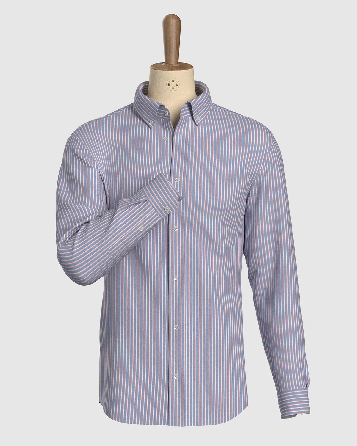 Cotton Oxford Striped Shirt - Blue & pink - Image 2