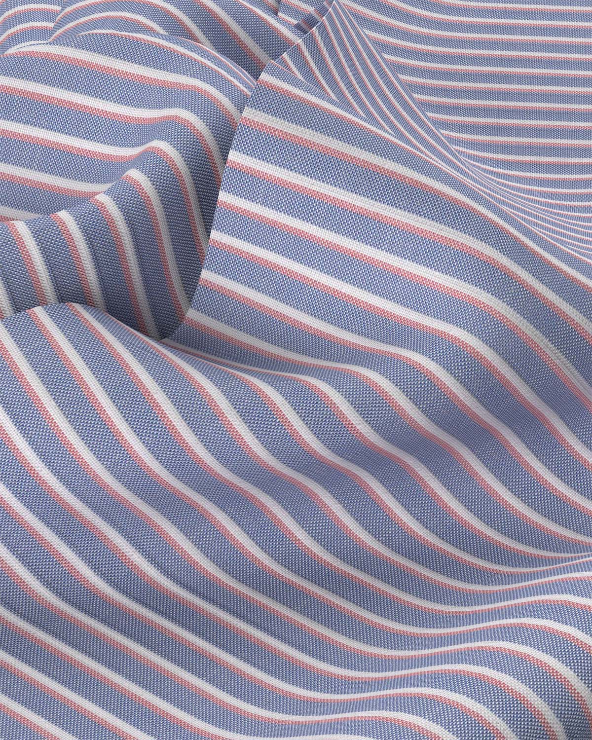 Cotton Oxford Striped Shirt - Blue & pink - Image 3