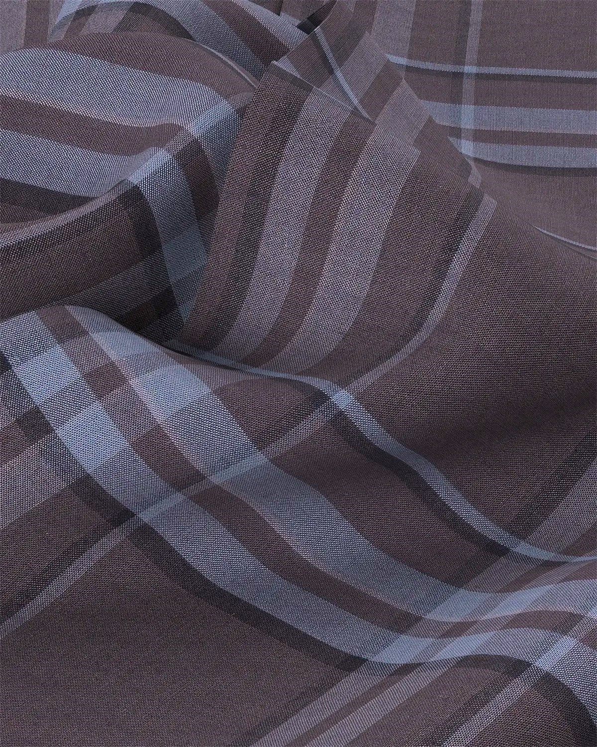 Cotton Poplin Checked Shirt - Brown