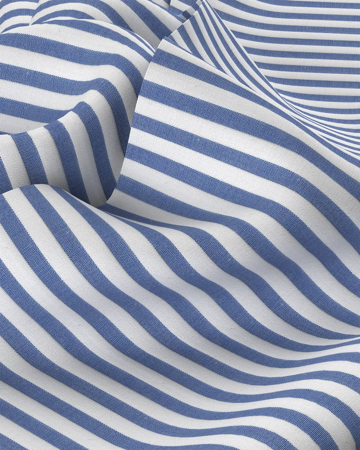 Cotton Poplin Striped Shirt - Blue & White