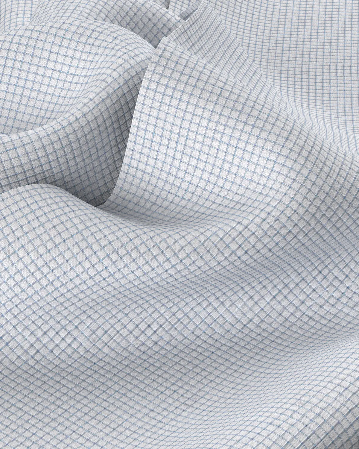 Cotton-Silk Micro-Checked Shirt - Blue