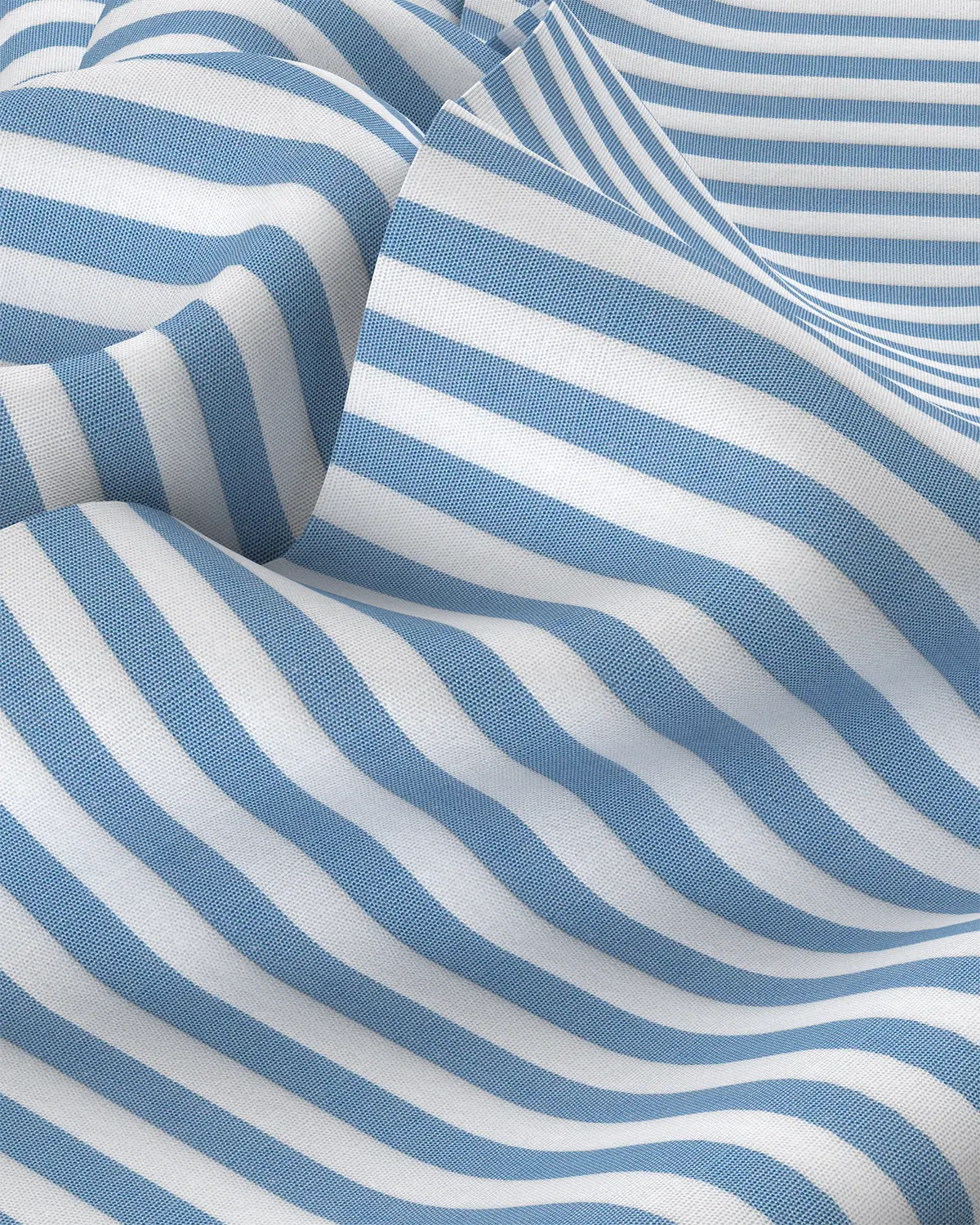 Cotton Striped Shirt - Light Blue & White