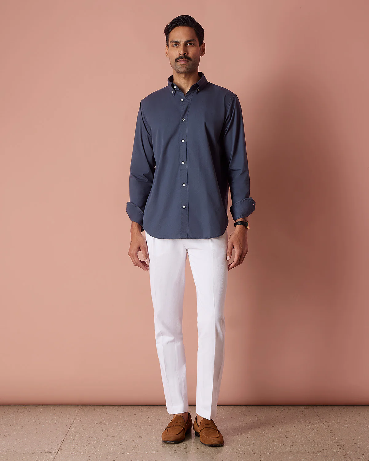 Dark Grey Cotton Washed Twill Shirt - Image 3