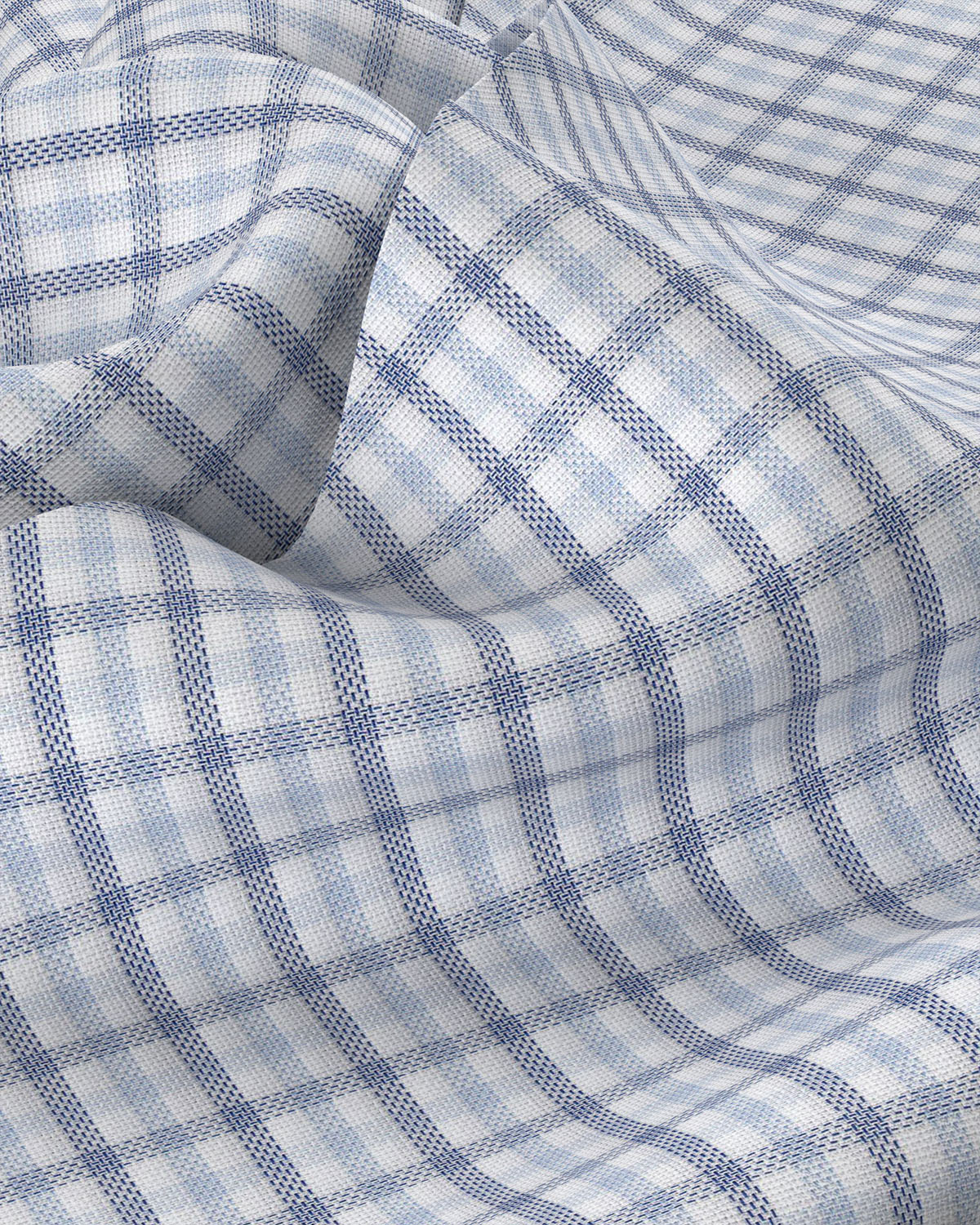Delphinus Dobby Checked Shirt - Blue & Navy - Image 3