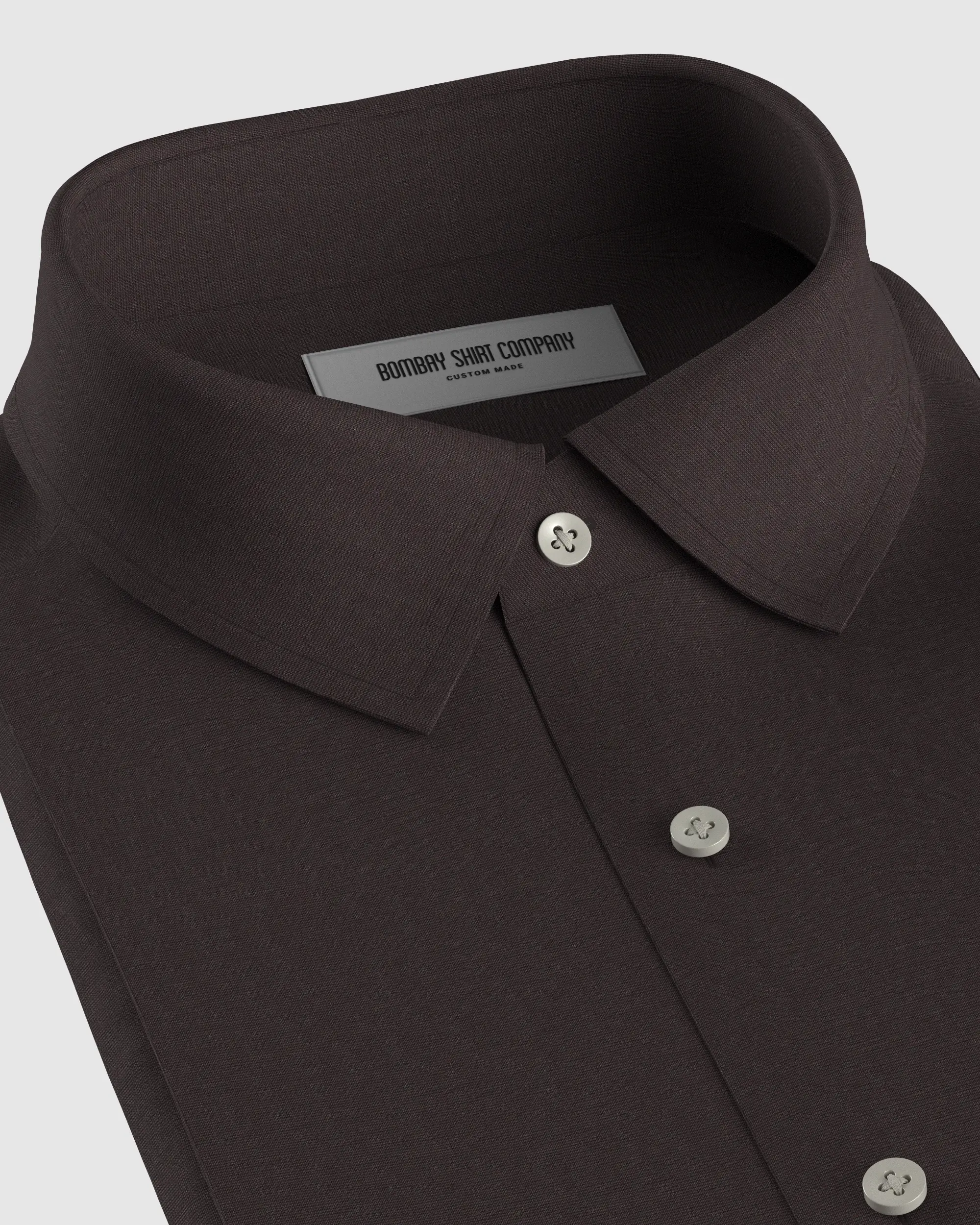 Easy-Care Cotton Dobby Shirt - Brown