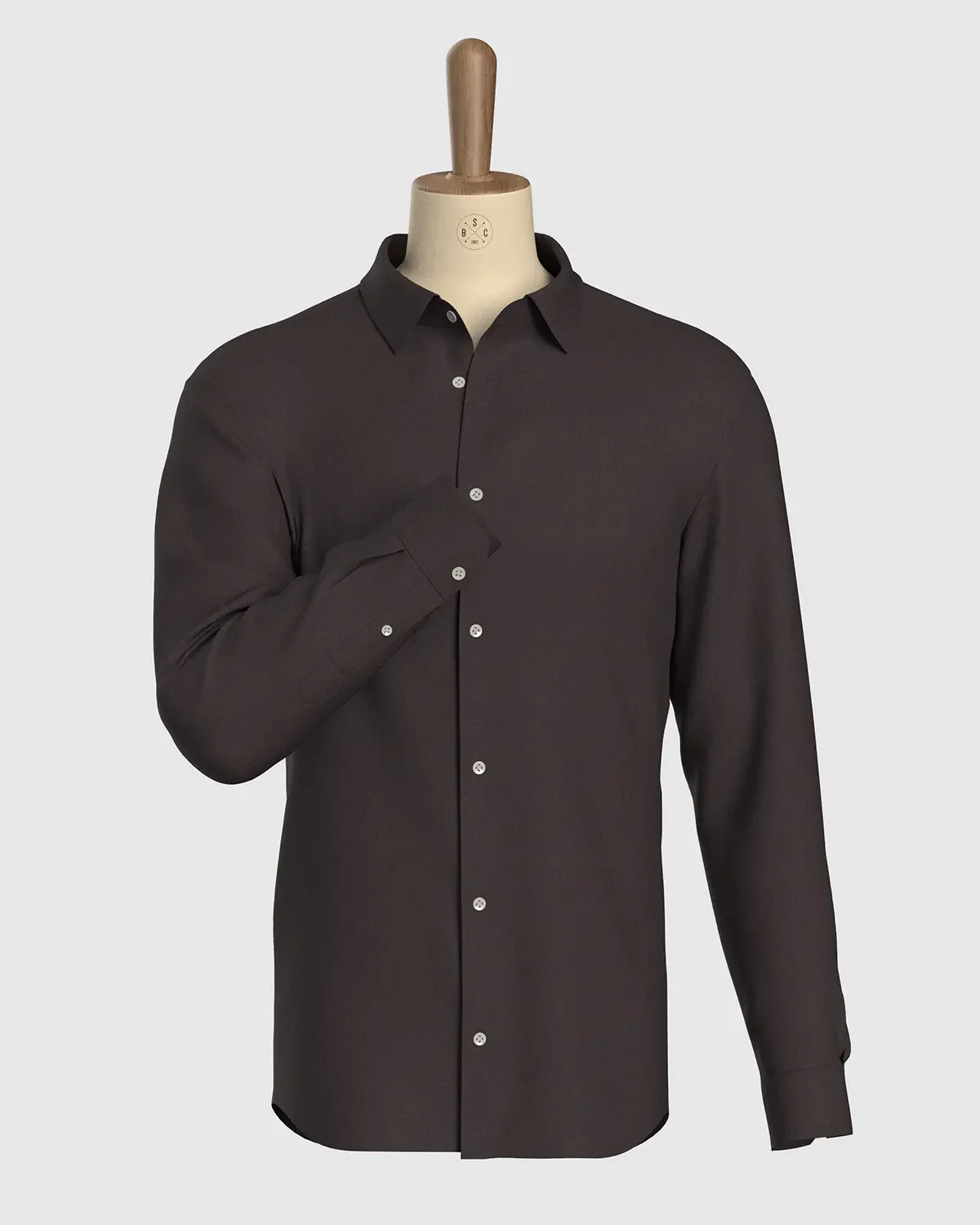 Easy-Care Cotton Dobby Shirt - Brown - Image 2