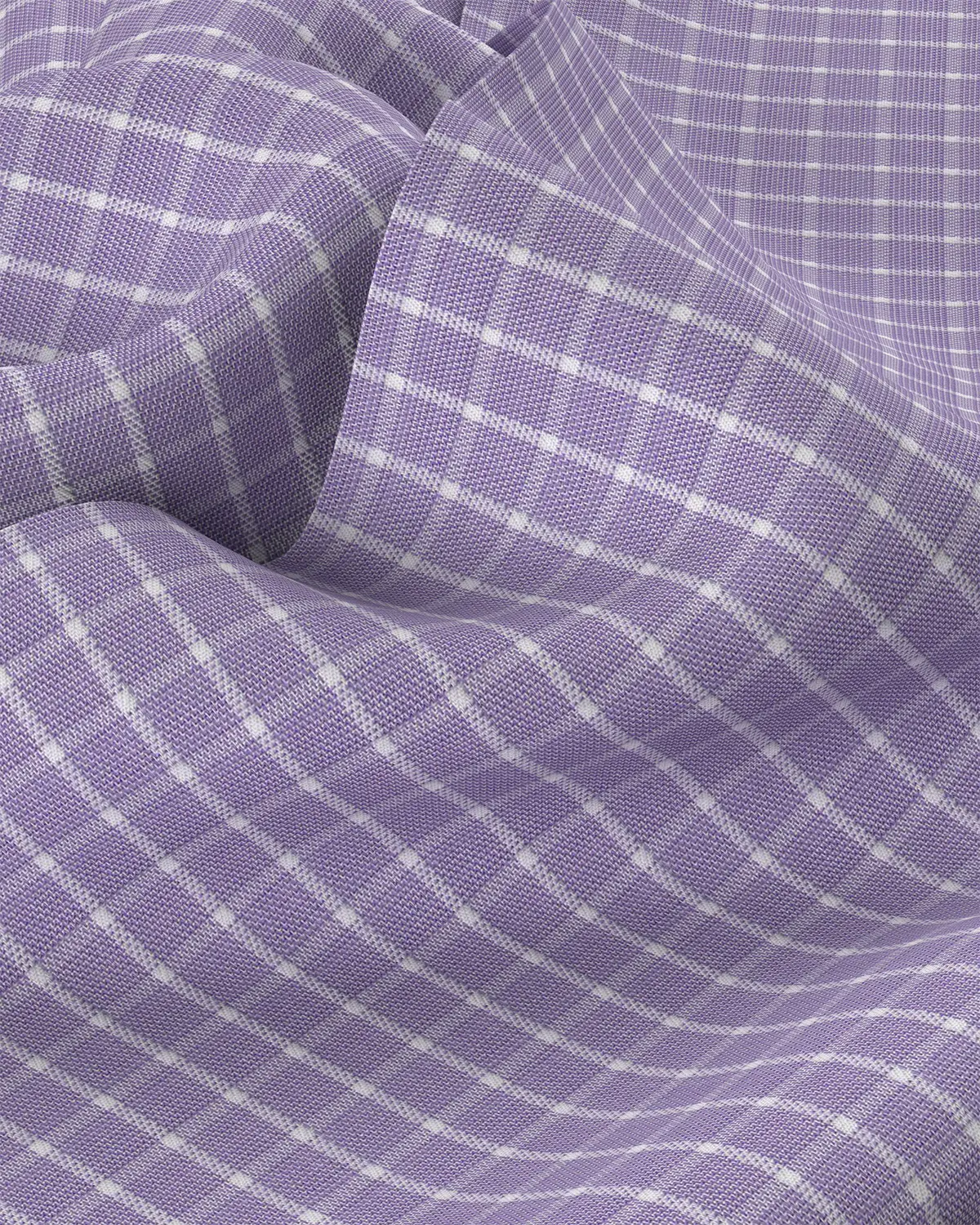 Easy-Care Lyocell Dobby Checked Shirt - Purple