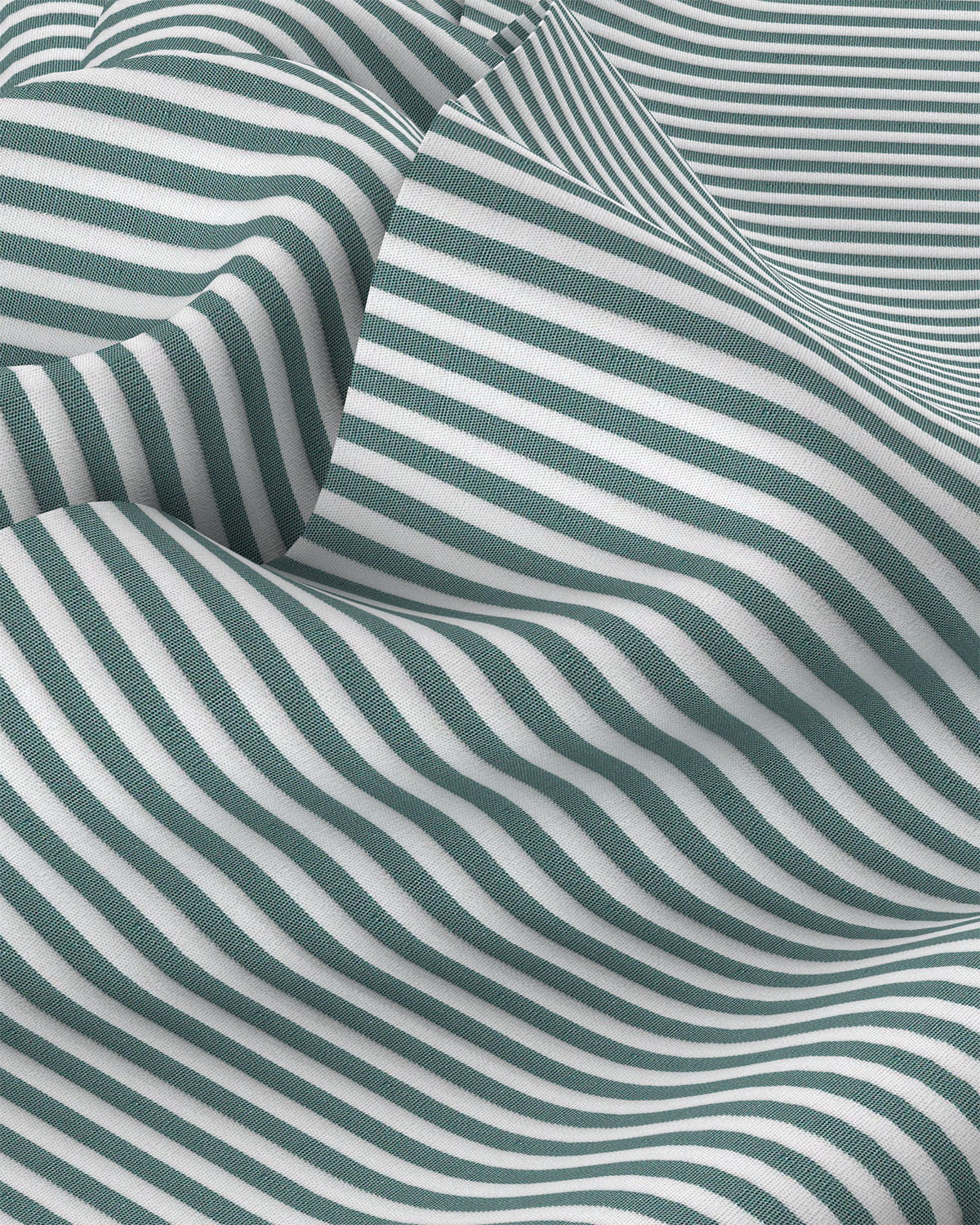 Easy-care Poplin Striped Shirt - Green & White - Image 3