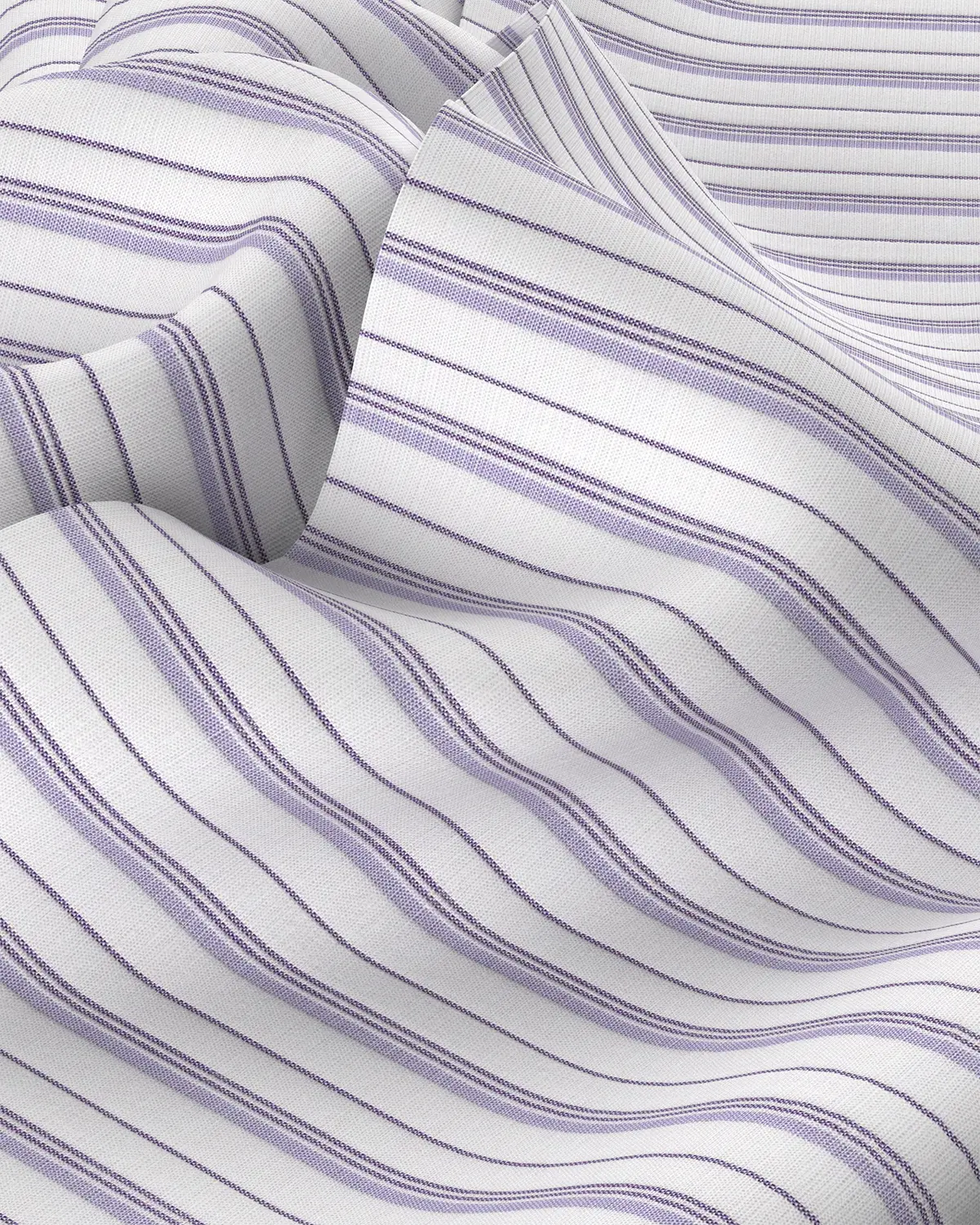 Easy-Care Stretch Cotton Striped Shirt - Purple & White