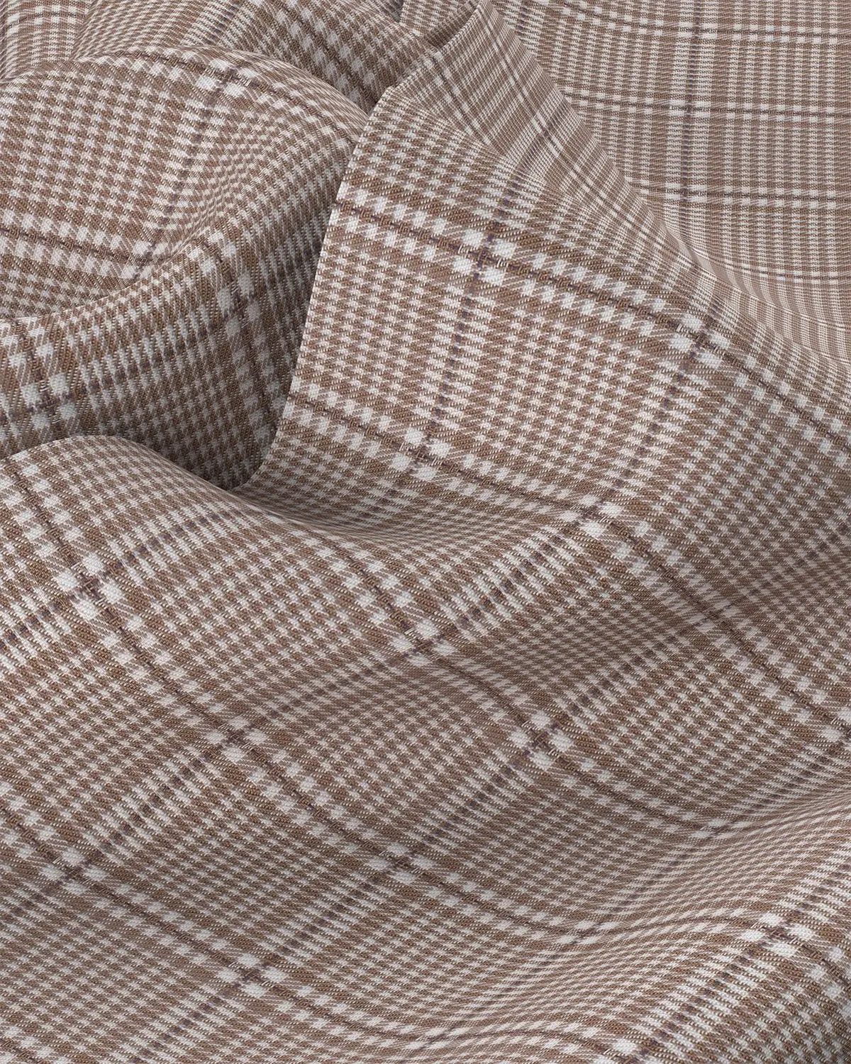 Easy-Care Twill Checked Shirt - Brown