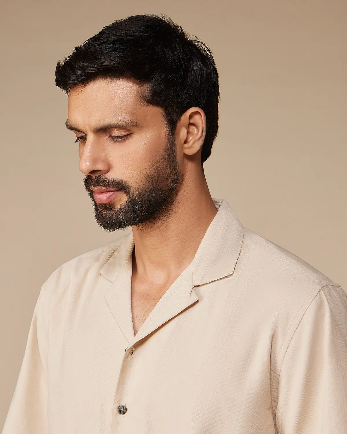 Ecru Dobby Corduroy Shirt - Image 4