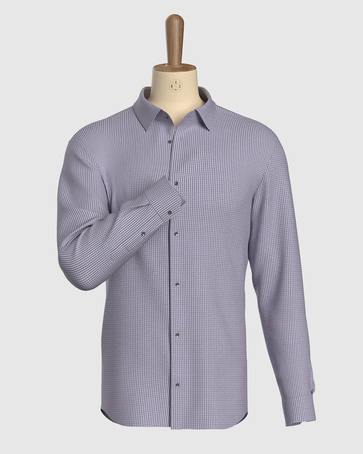 Eris Oxford Checked Shirt - Navy & Pink - Image 2