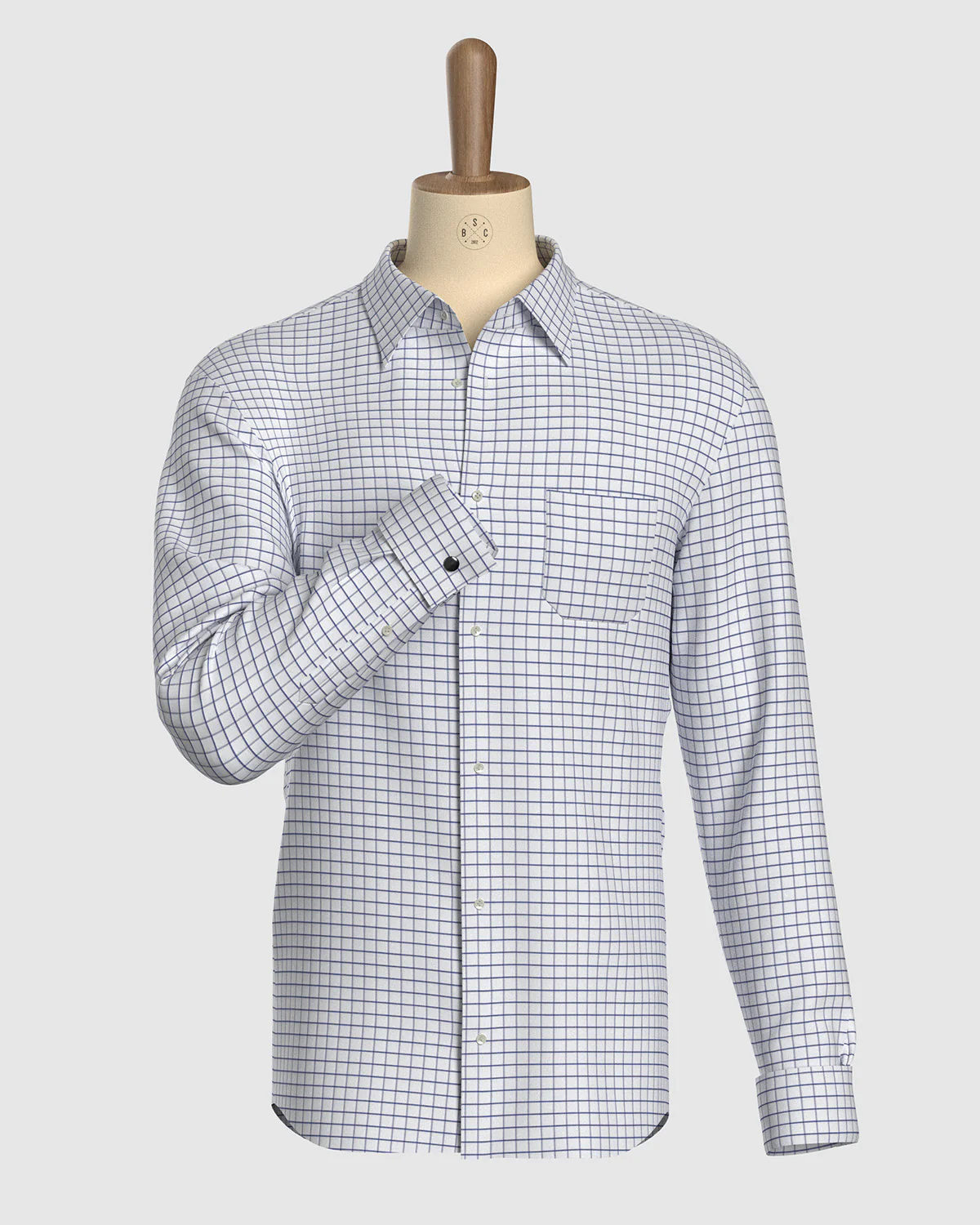 Everett Poplin Checked Shirt - Blue - Image 2