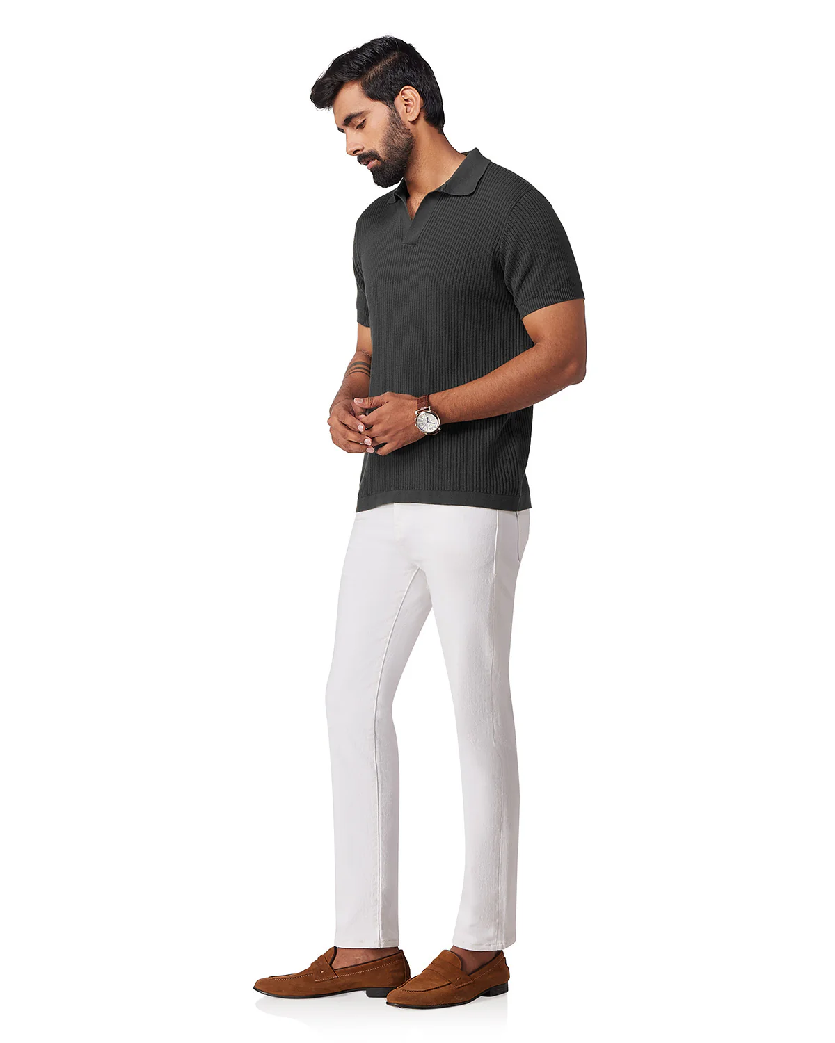 Signature Flat Knit Johnny Polo - Grey - Image 4