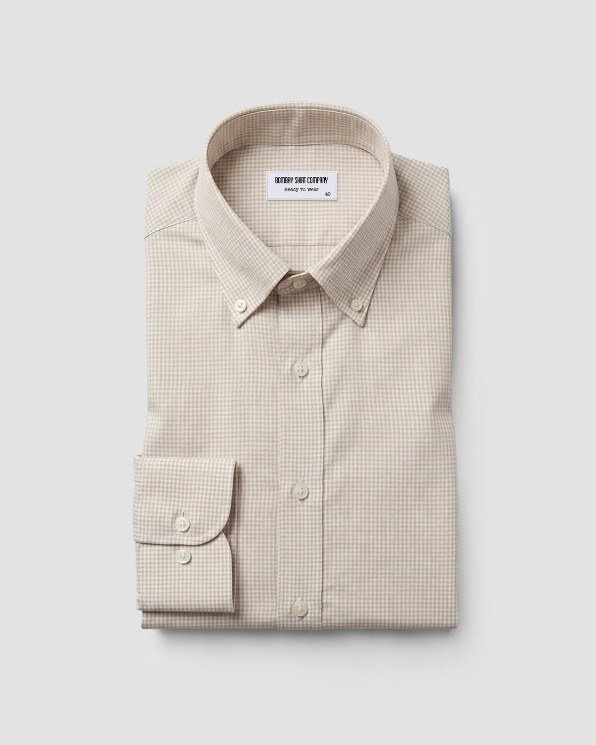 Giza Cotton Brown & White Twill Checked Shirt