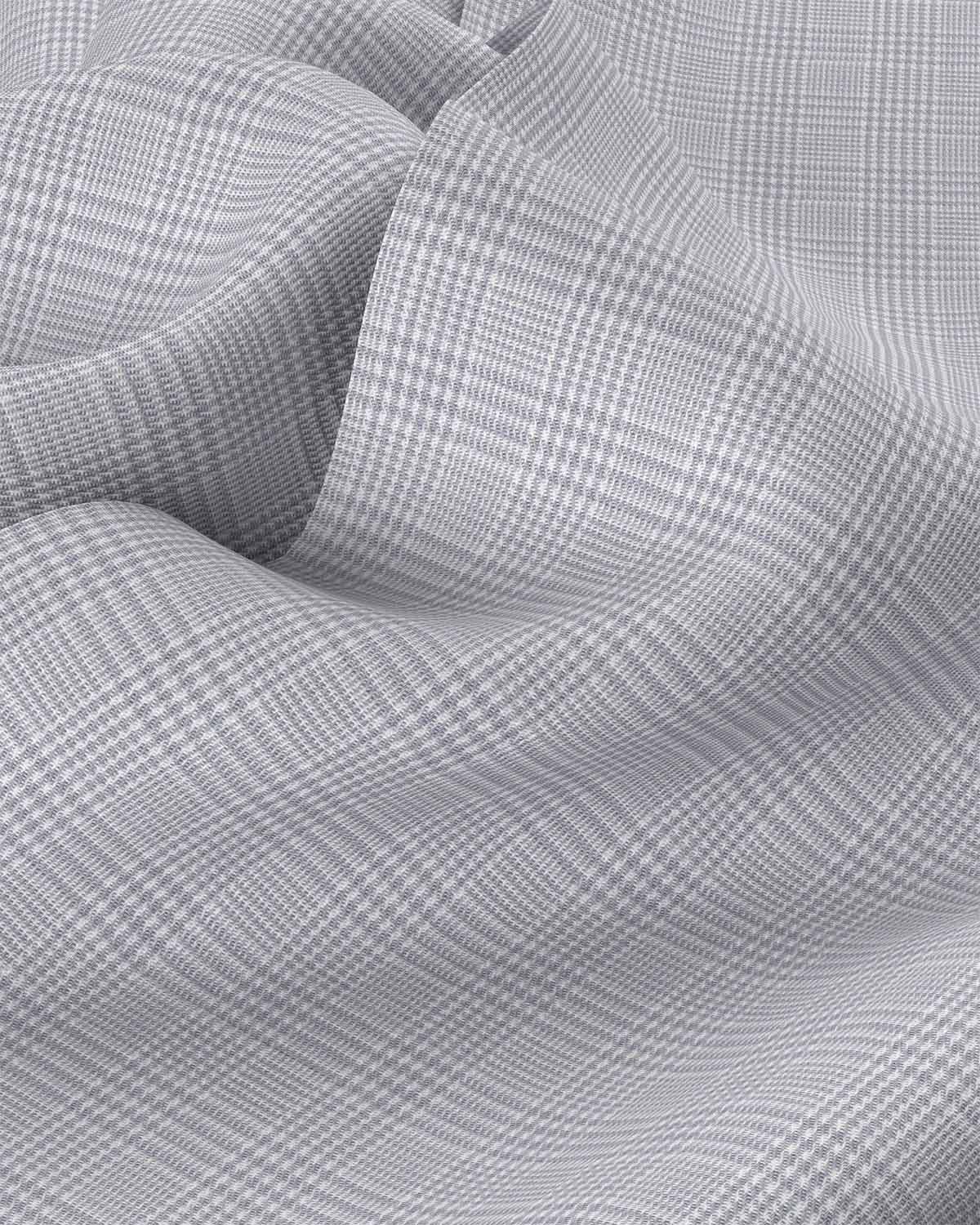 Giza Cotton Glen Plaid Checked Shirt - Light Grey