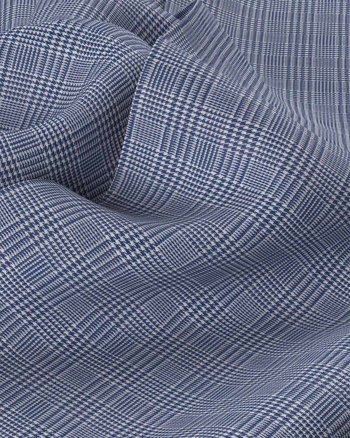 Giza Cotton Glen Plaid Checked Shirt - Navy - Image 3