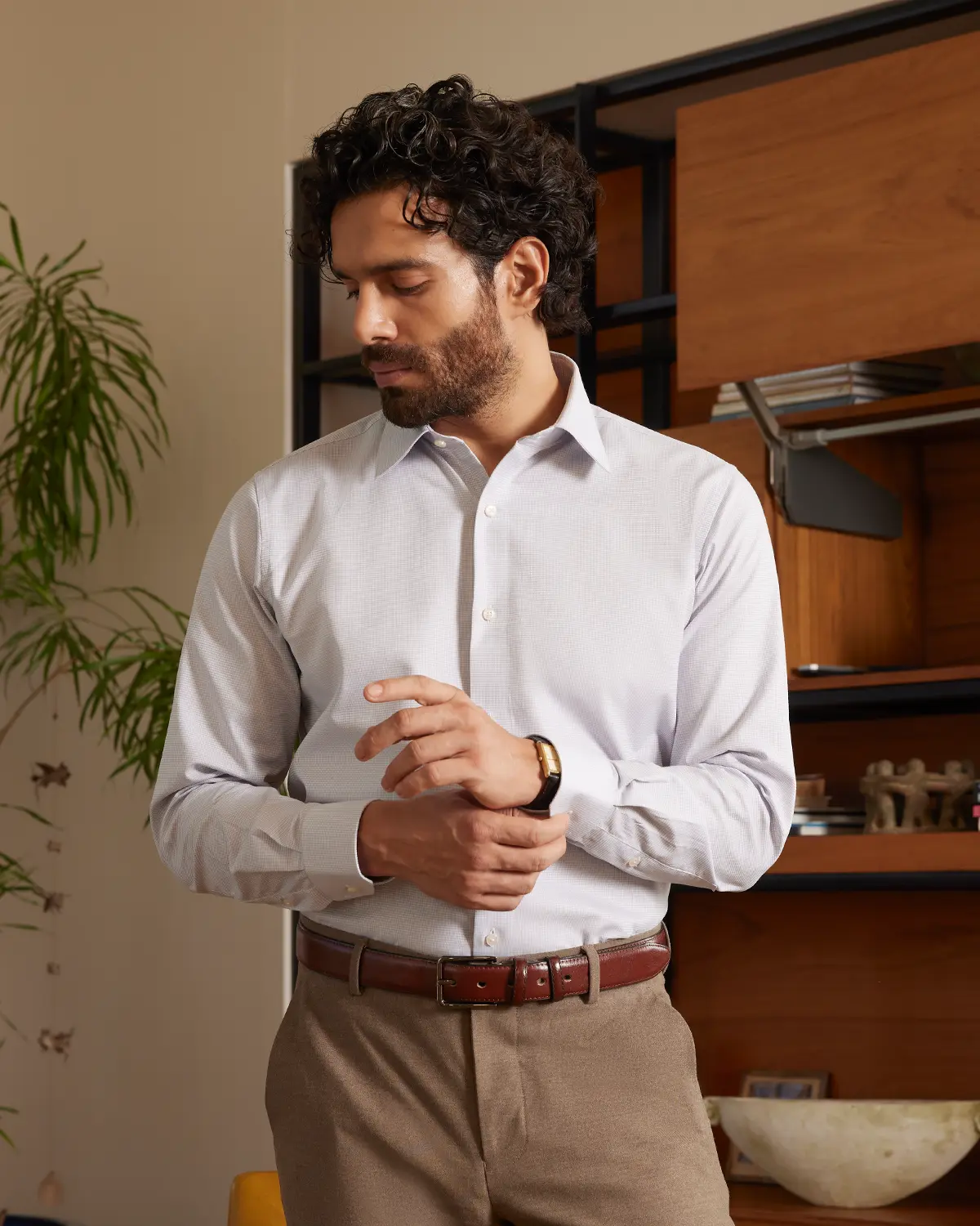 Giza Cotton Grey Dobby Shirt - Image 2