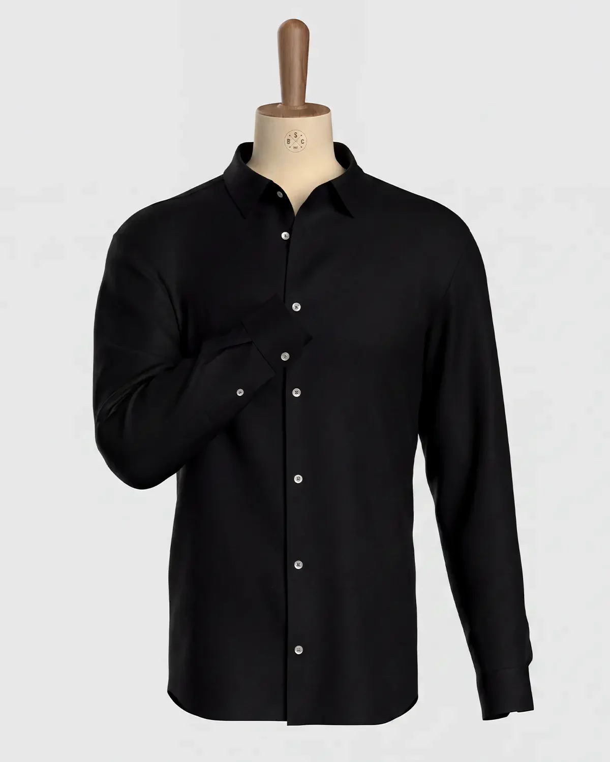 Giza Cotton Herringbone Shirt - Black - Image 2