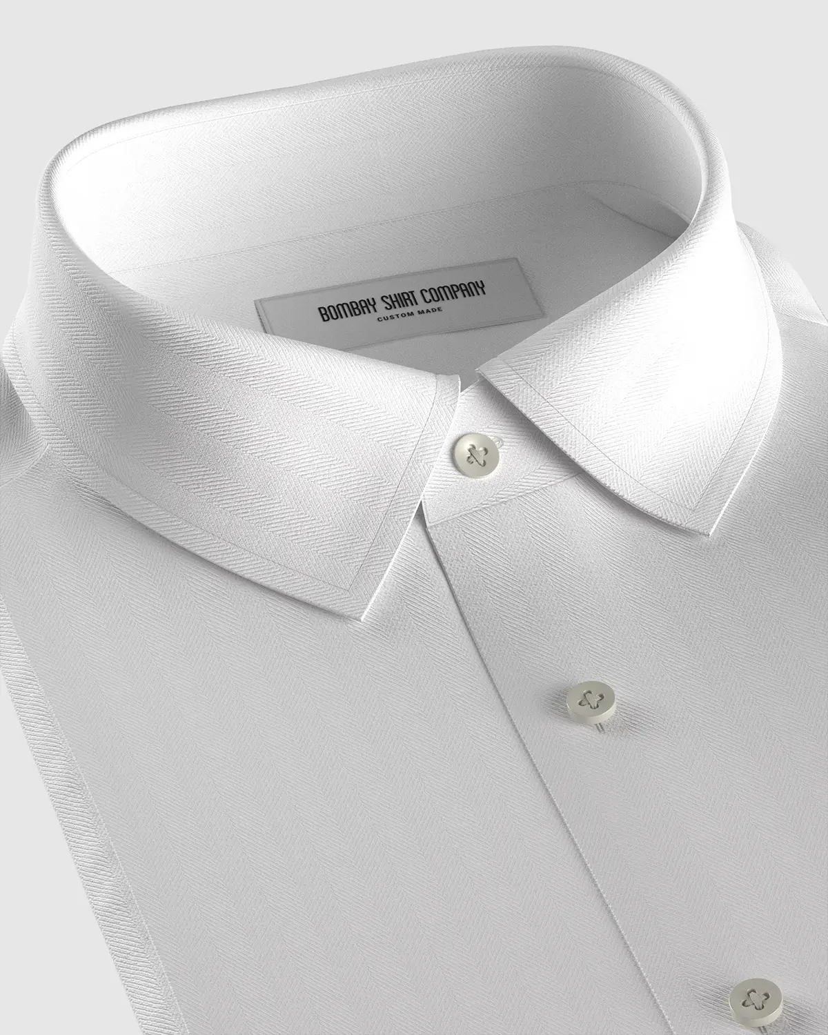 Giza Cotton Herringbone Shirt - White