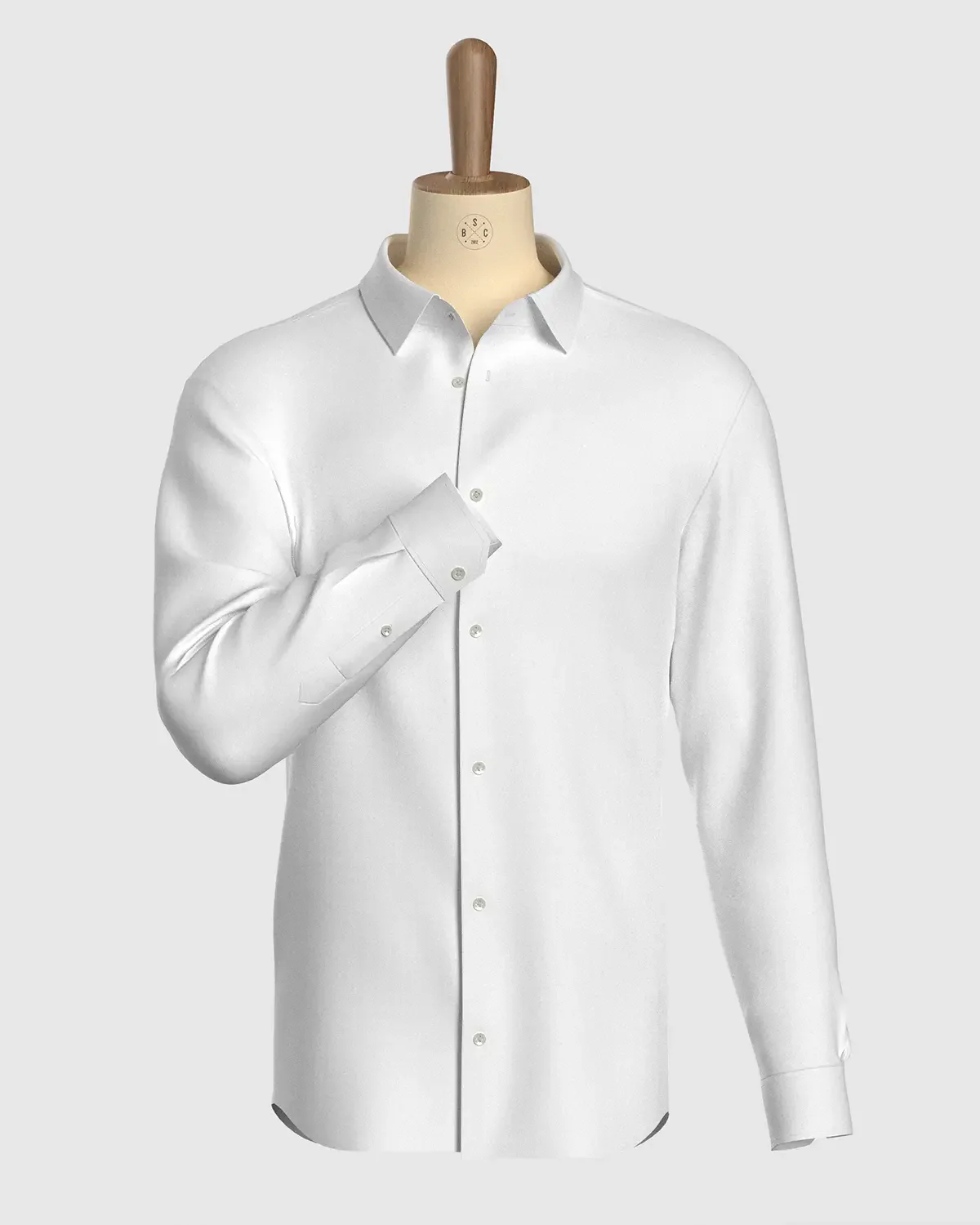 Giza Cotton Herringbone Shirt - White - Image 2