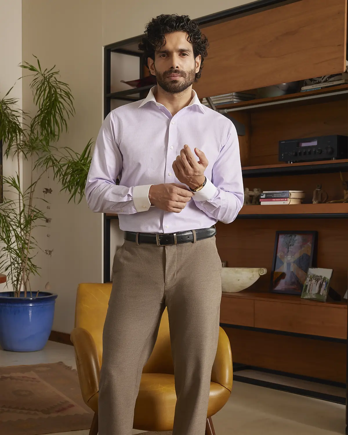 Giza Cotton Lavender Dobby Banker Shirt