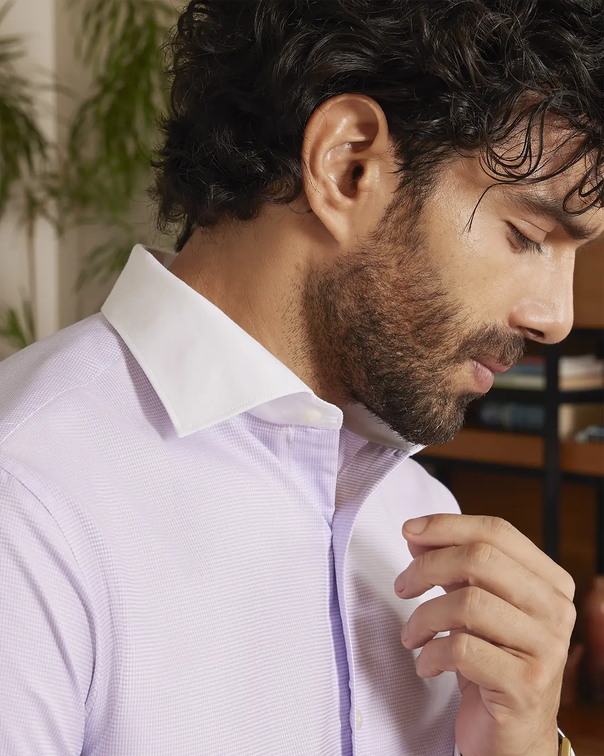 Giza Cotton Lavender Dobby Banker Shirt - Image 2