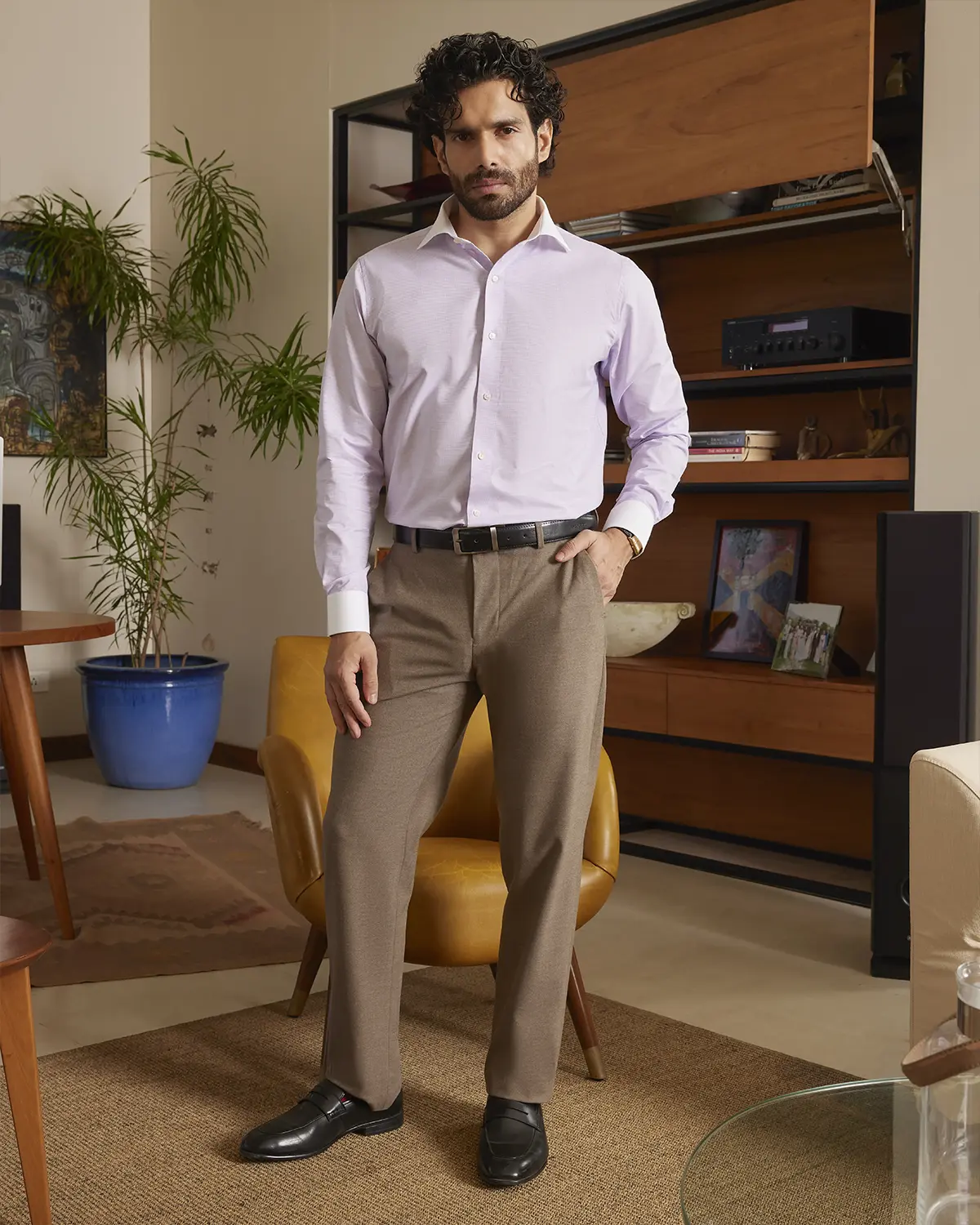 Giza Cotton Lavender Dobby Banker Shirt - Image 4