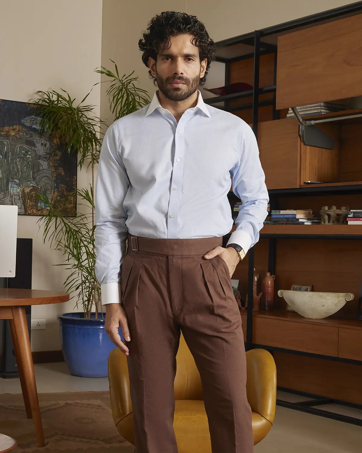 Giza Cotton Light Blue Dobby Banker Shirt - Image 2