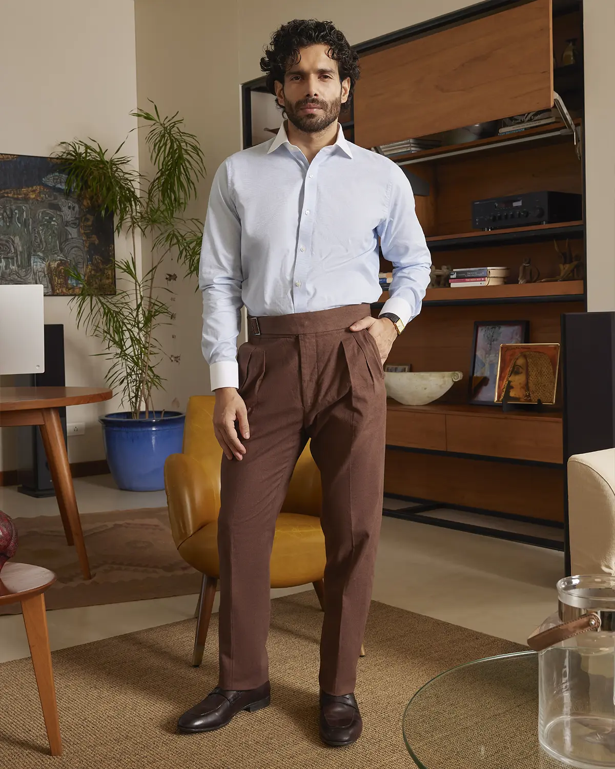 Giza Cotton Light Blue Dobby Banker Shirt - Image 4