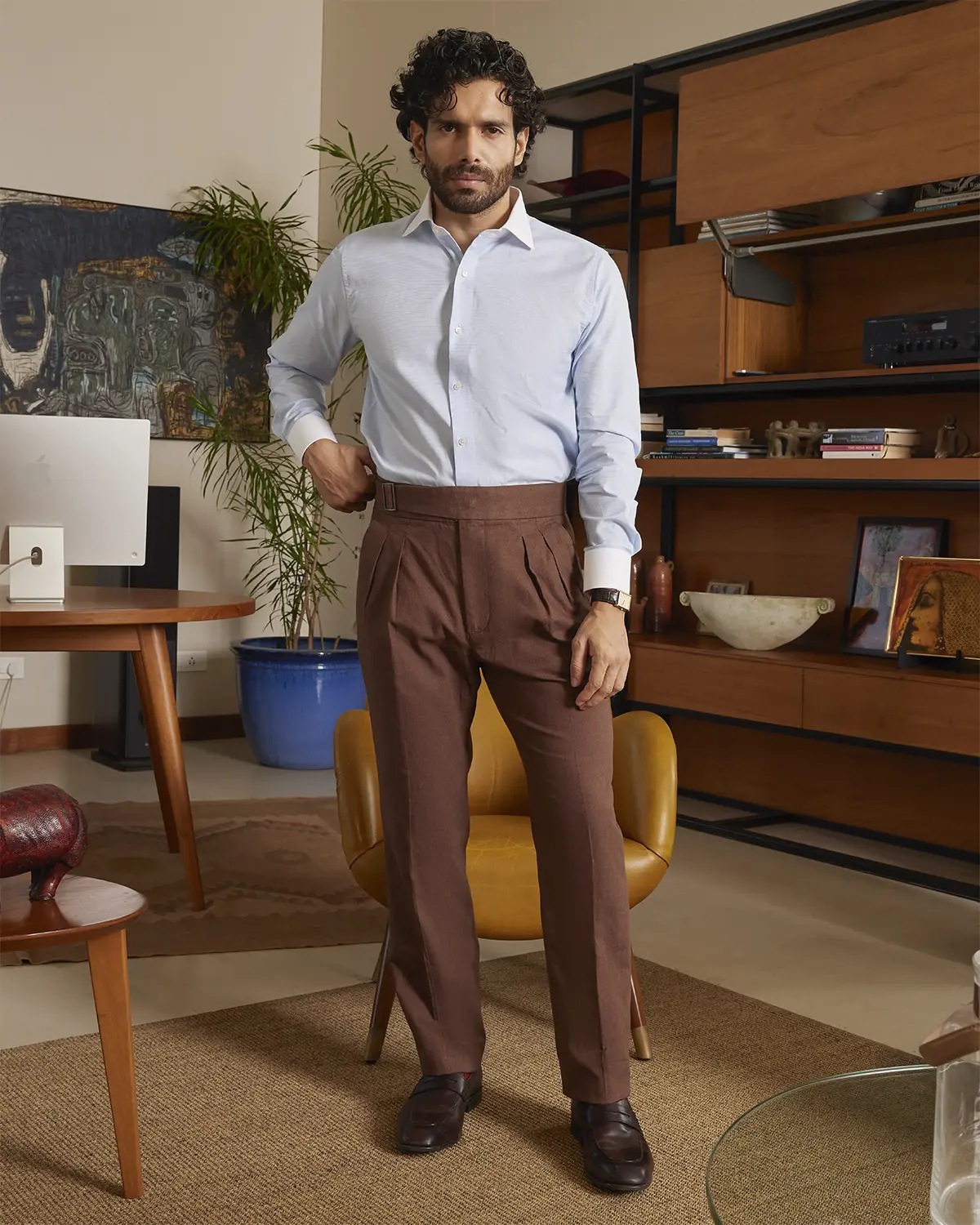 Giza Cotton Light Blue Dobby Banker Shirt - Image 5