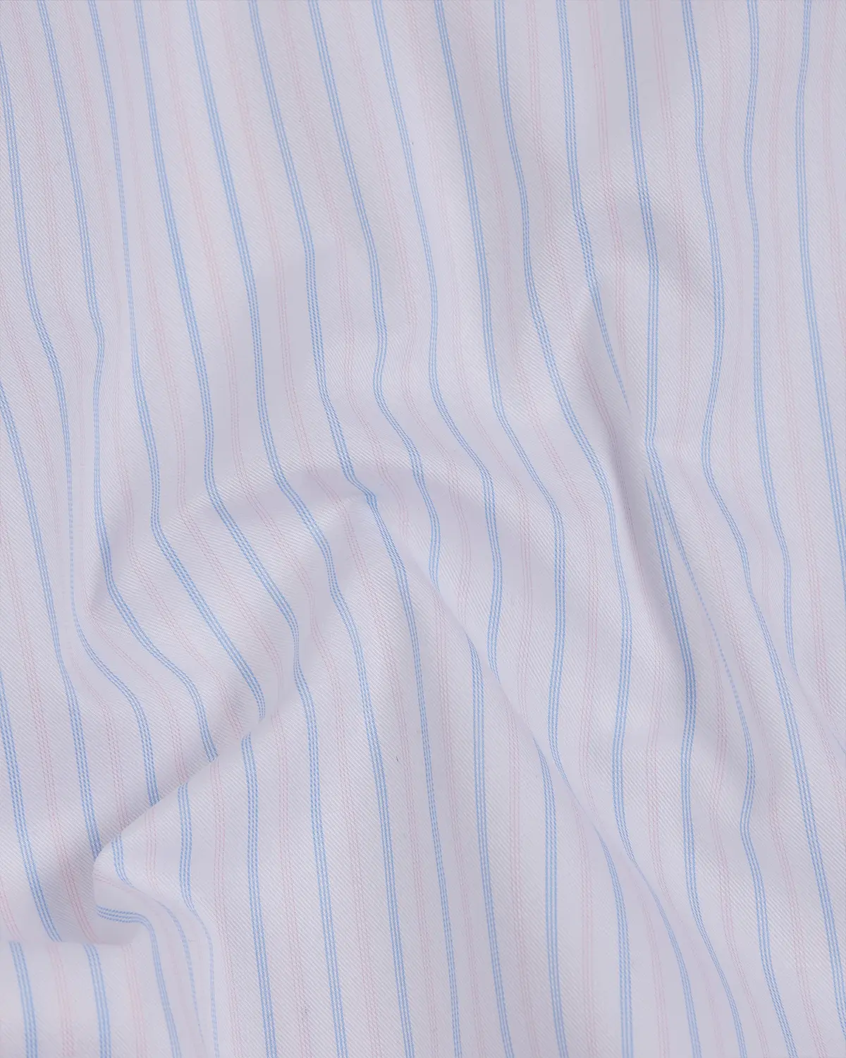 Giza Cotton Light Blue & Pink Twill Striped Shirt - Image 5