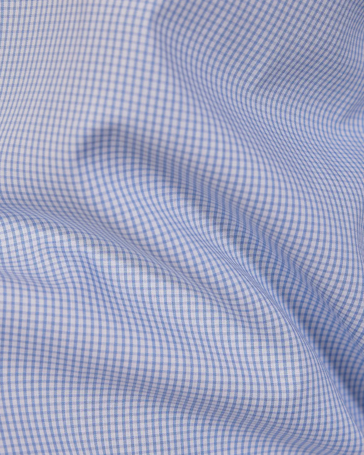 Giza Cotton Mid Blue Checked Shirt - Image 6