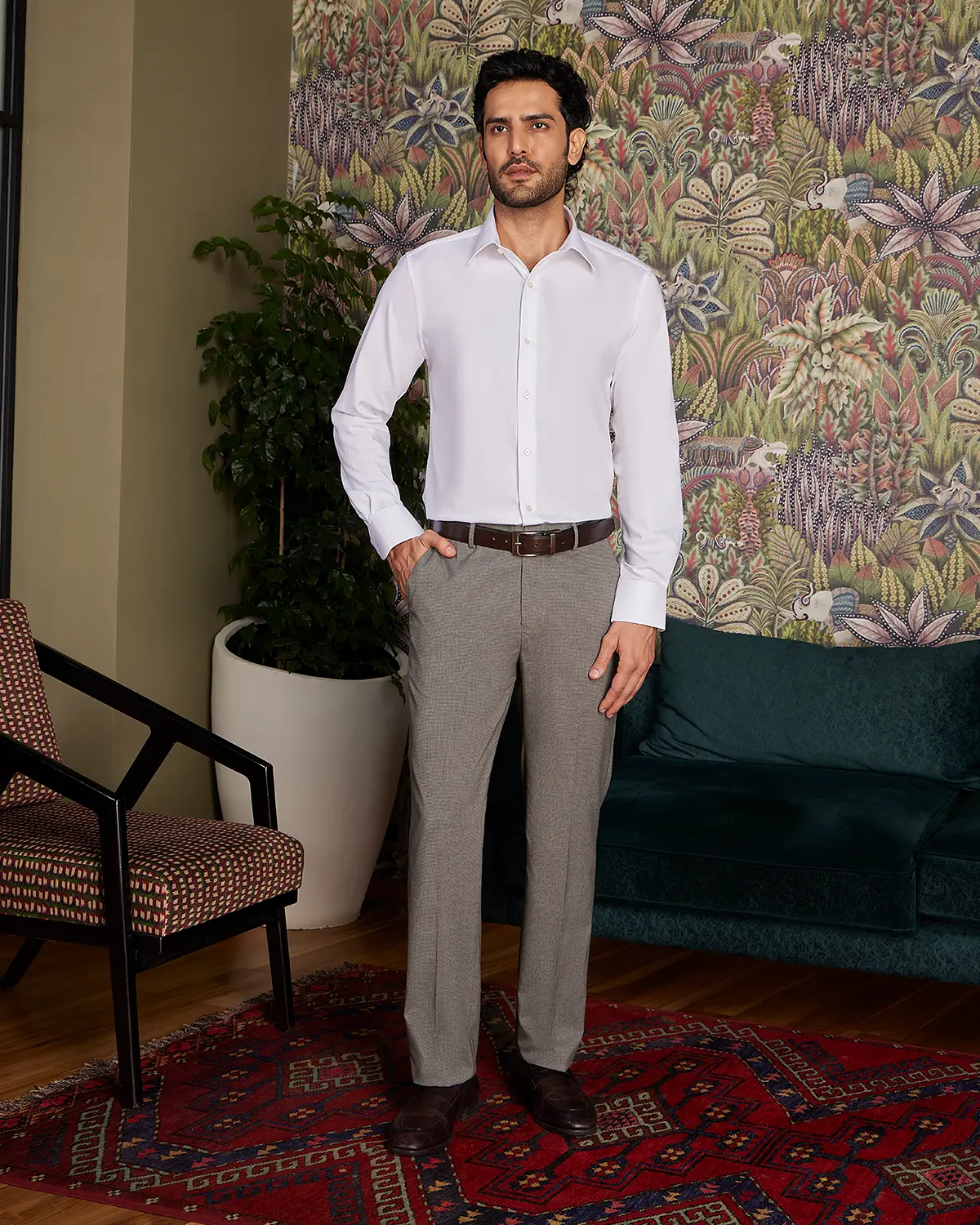 Giza Cotton White Twill Shirt - Image 5