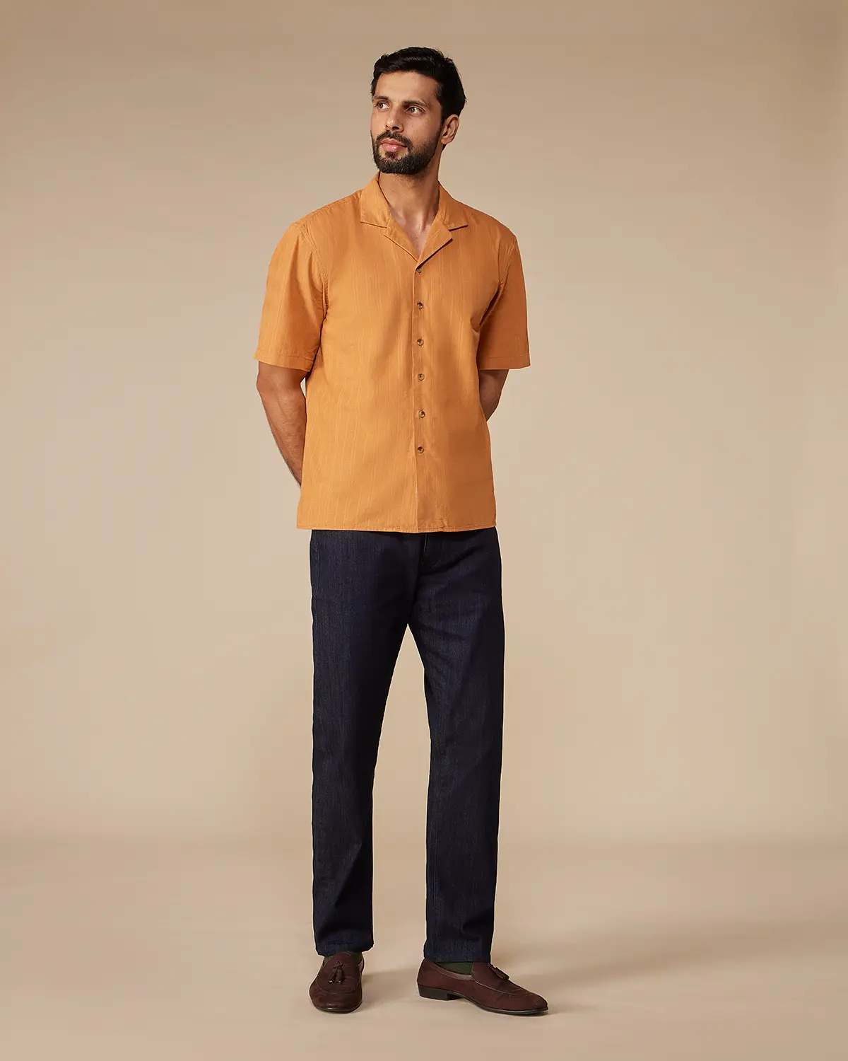 Golden Brown Dobby Corduroy Shirt - Image 5